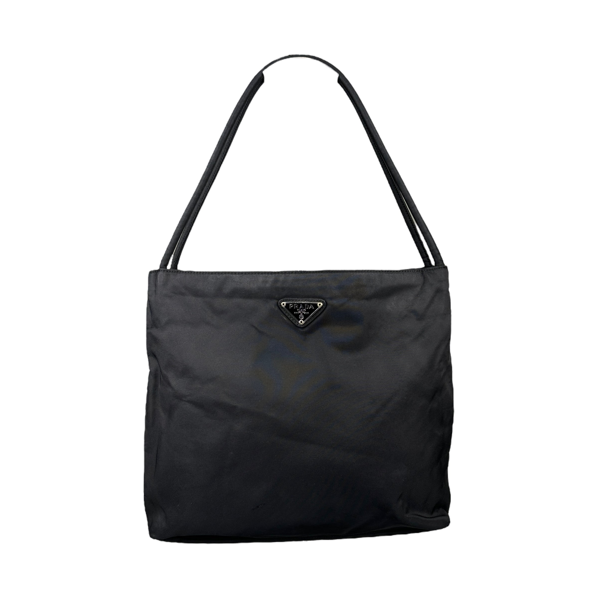 PRADA BLACK NYLON TOTE BAG