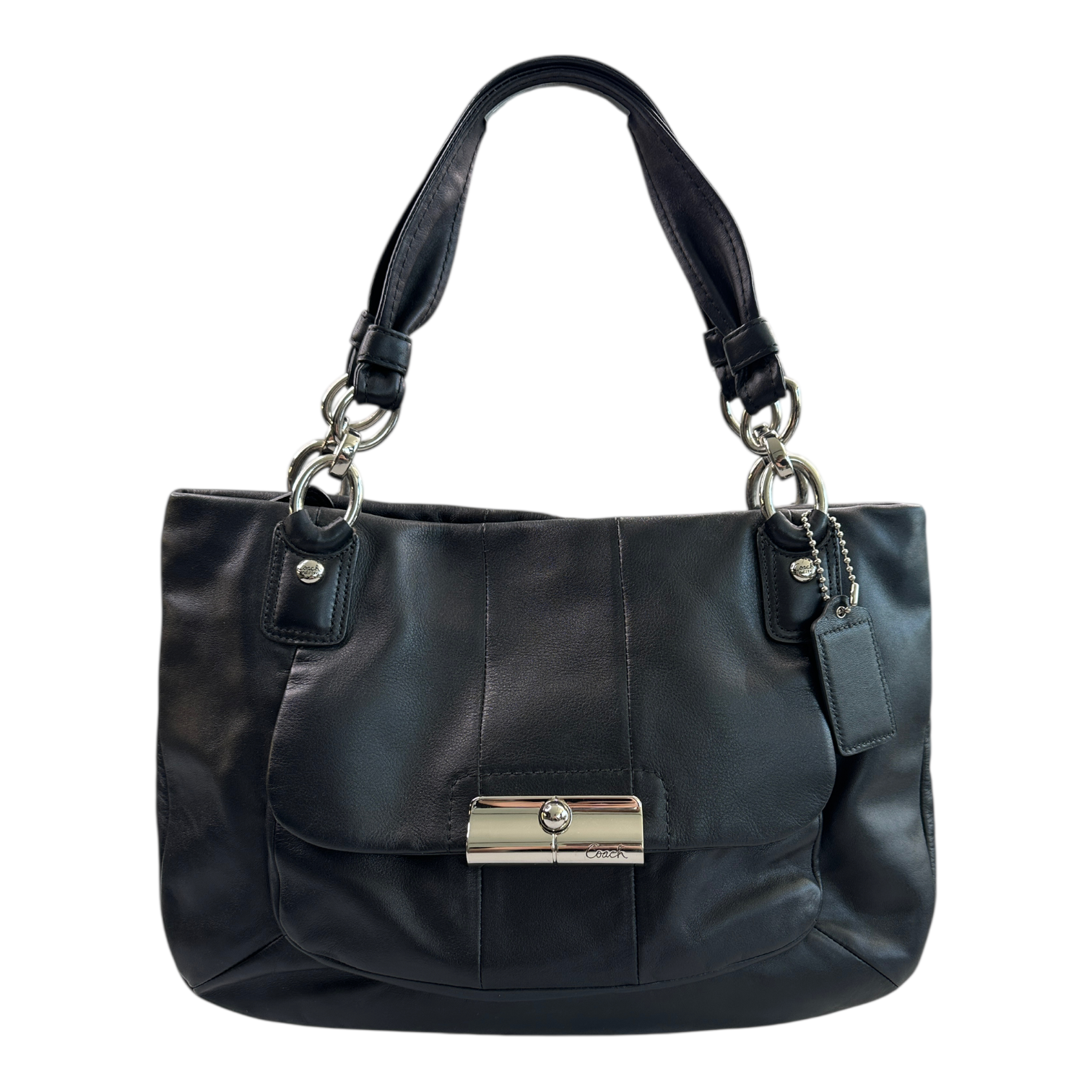 COACH LEATHER TOTE BAG - BLACK