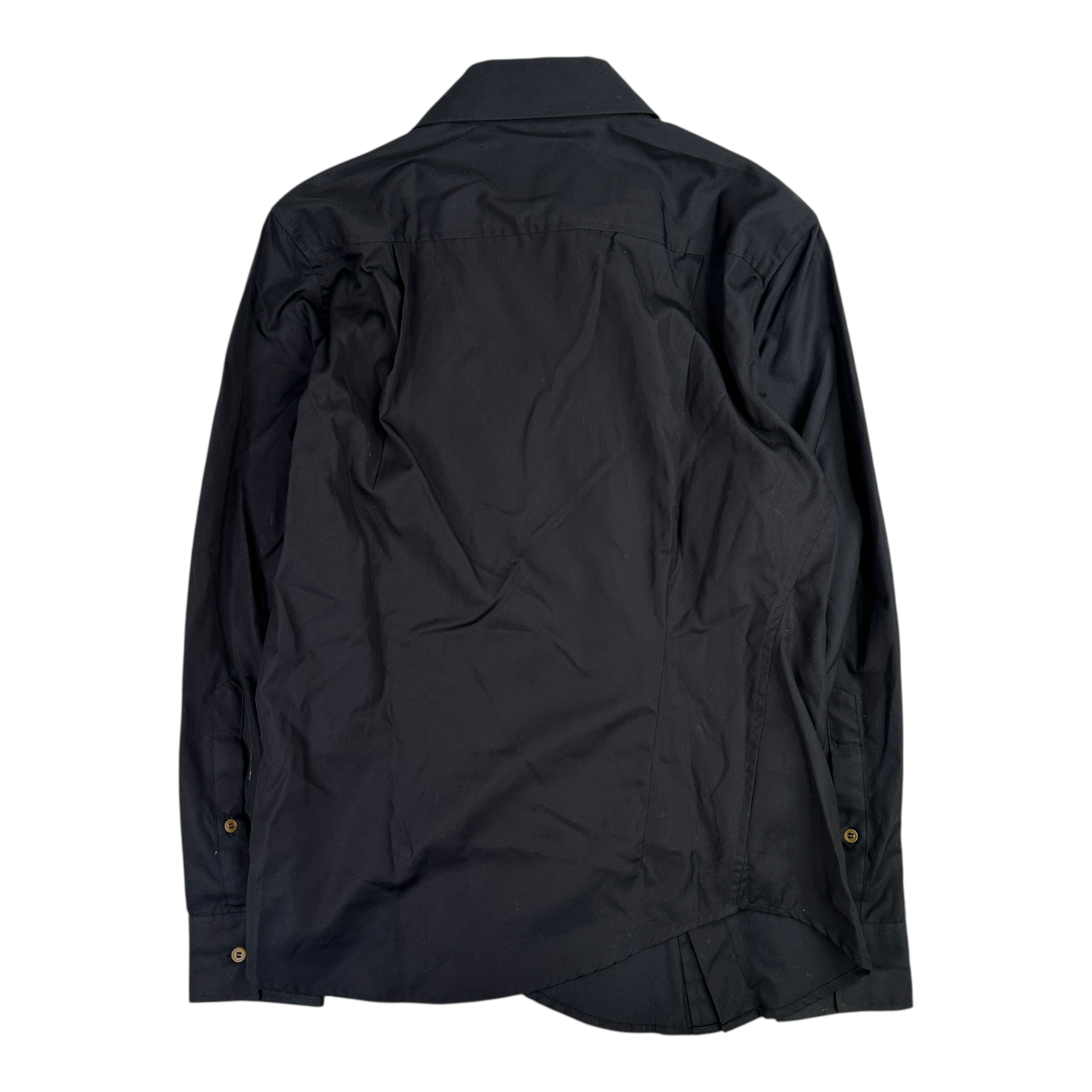 (46)VIVIENNE WESTWOOD AYSMETRIC COLLAR BUTTON-UP - BLACK