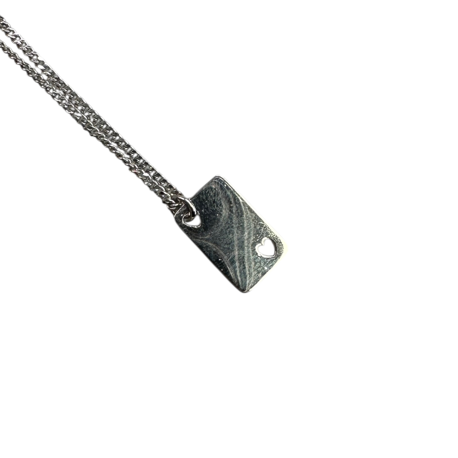 DIOR RINESTONE MINI TAG NECKLACE - SILVER PLATED (BRASS)