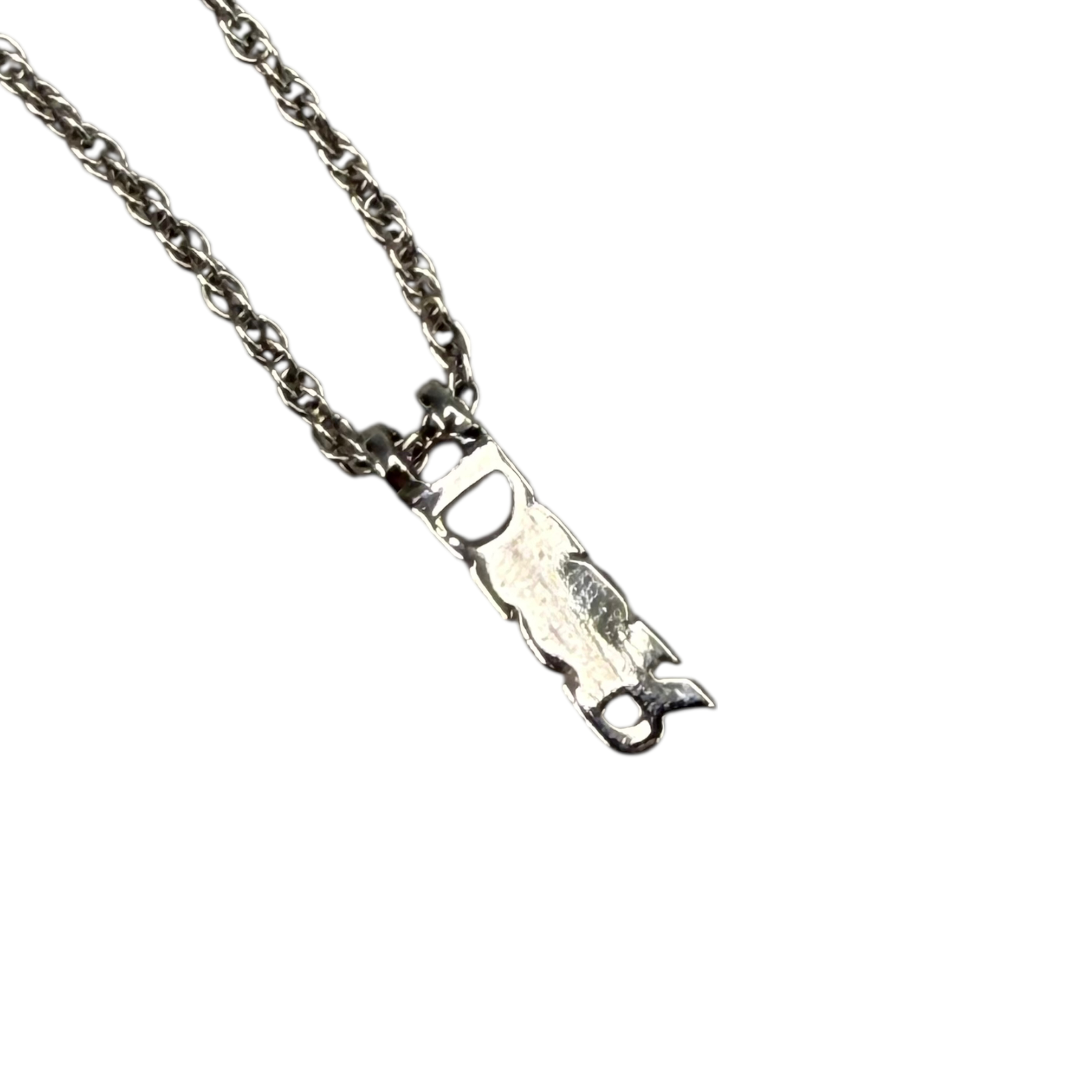 DIOR FAUX PEARL SPELLOUT NECKLACE - SILVER PLATED