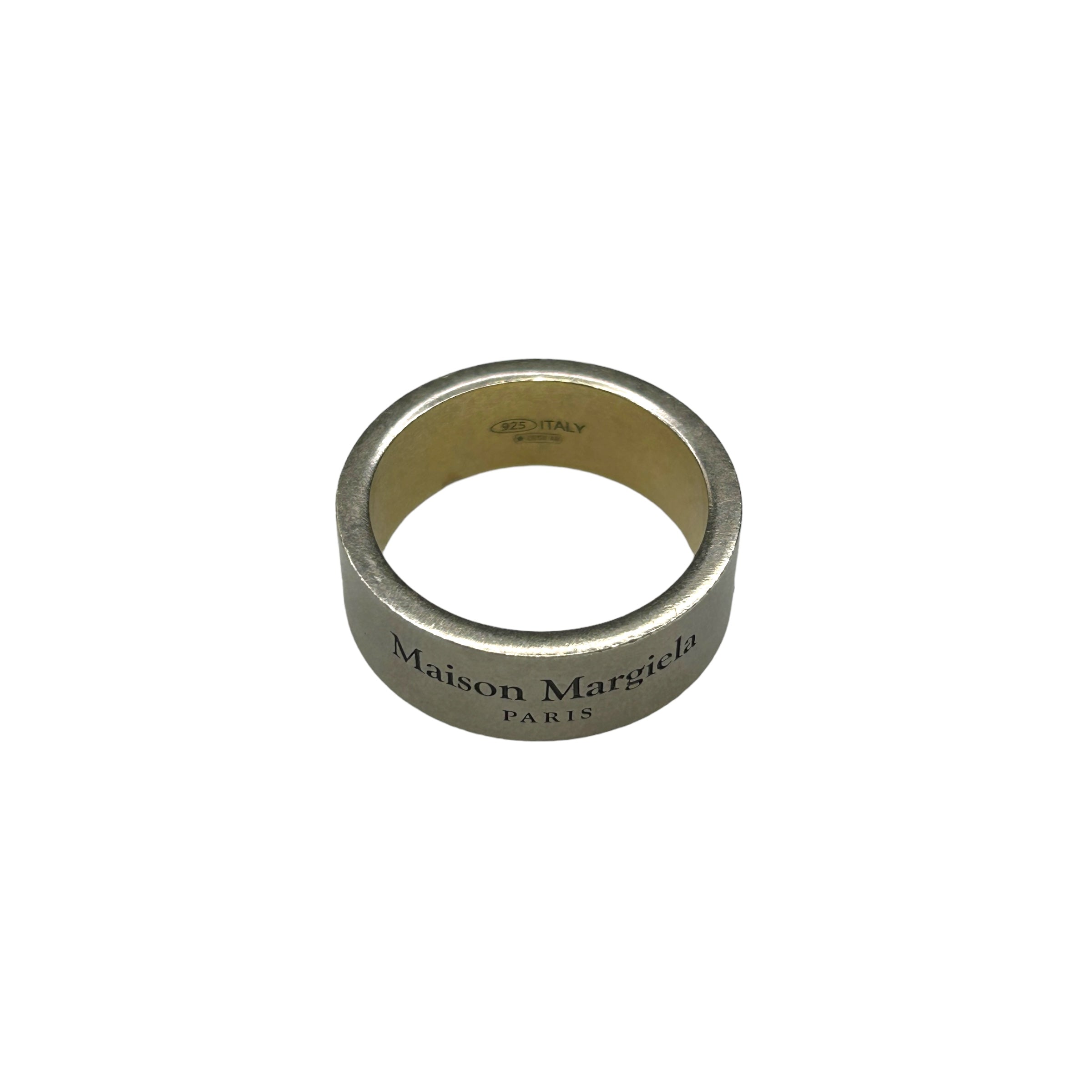 (10) MAISON MARGIELA ETCHED LOGO RING - 925 STERLING SILVER