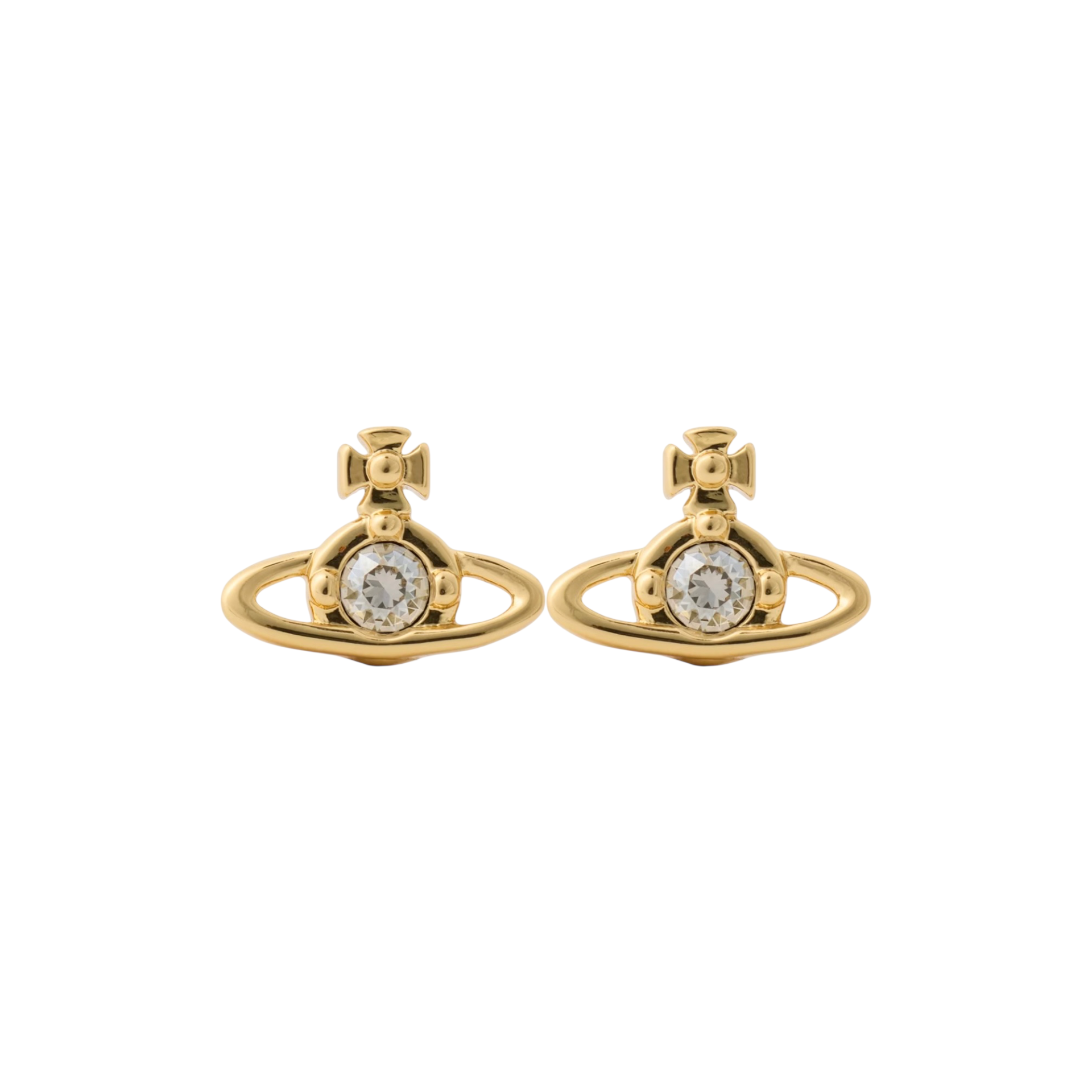 (NEW) VIVIENNE WESTWOOD NANO SOLITAIRE EARRINGS - GOLD (BRASS)