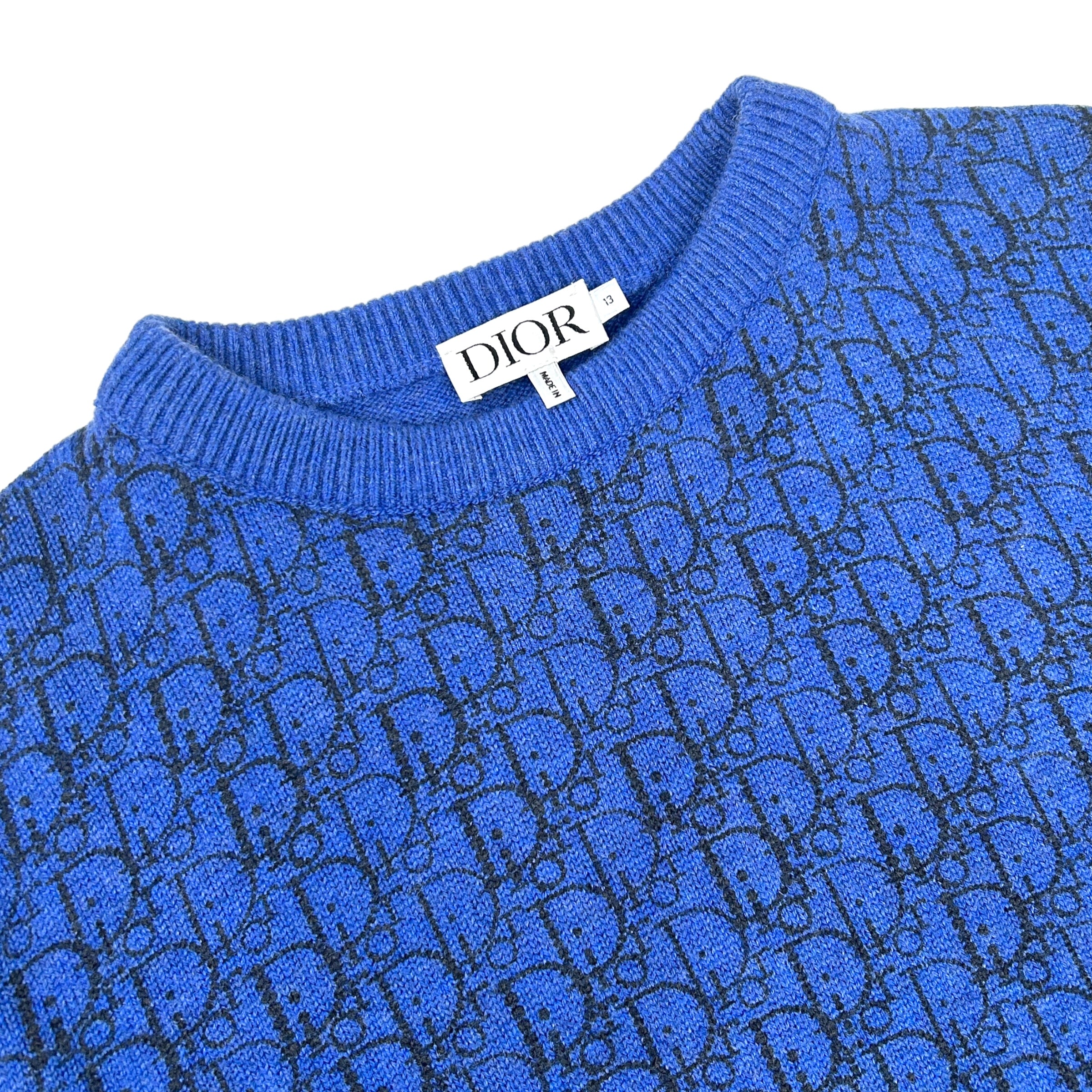 DIOR OBLIQUE MONOGRAM SWEATER - BLUE