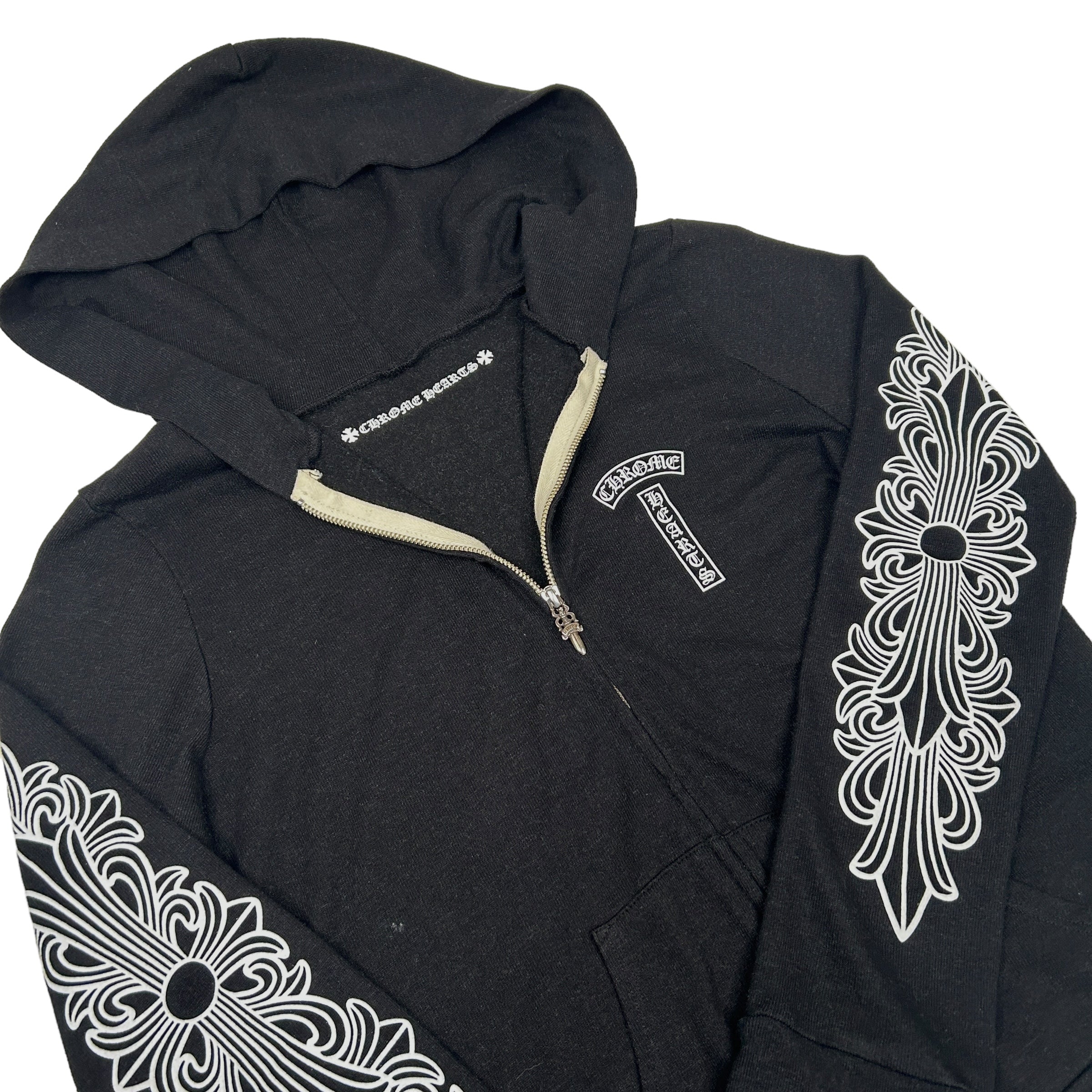 CHROME HEARTS ZIP HOODIE - BLACK