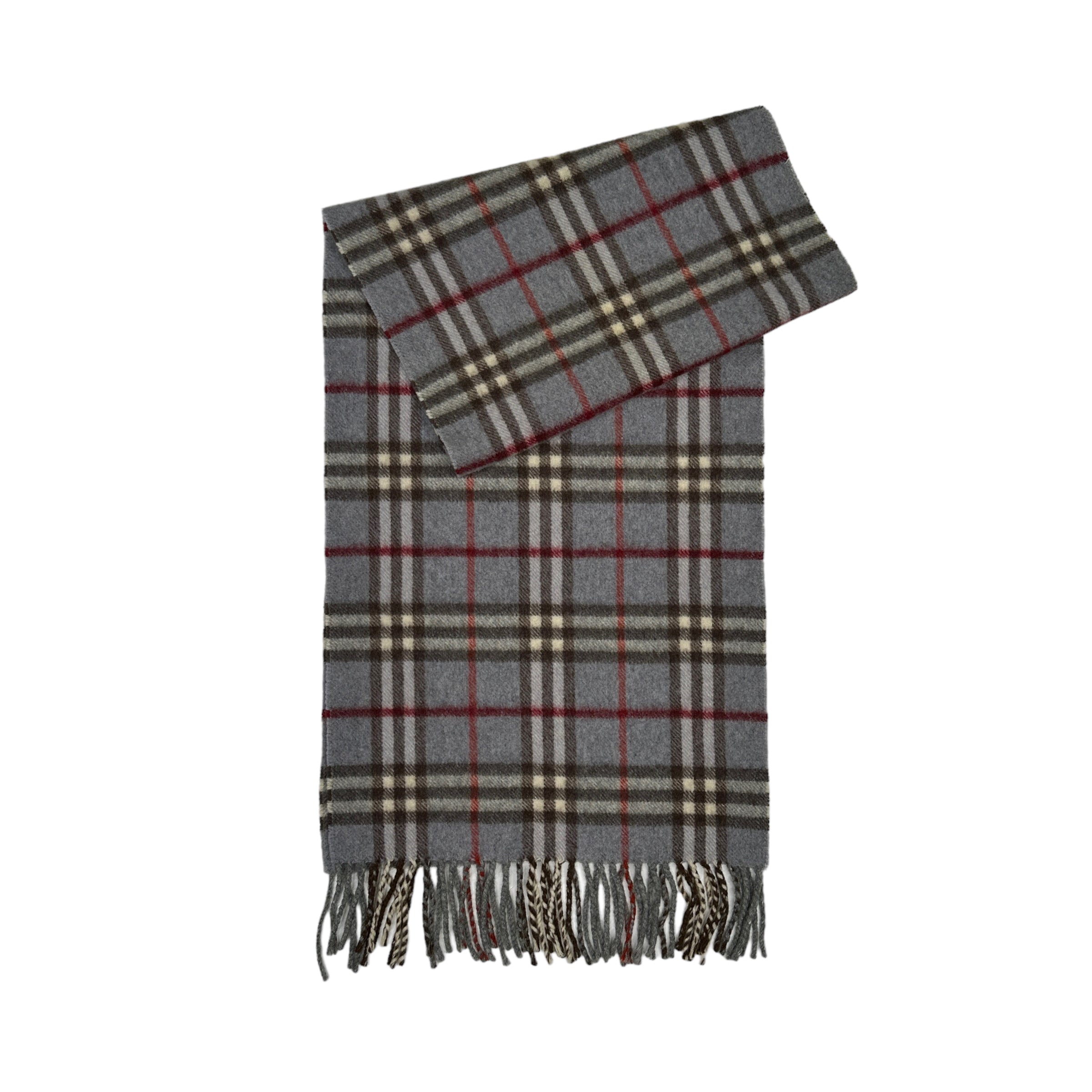 BURBERRY CASHMERE GREY CHECKERED SCARF