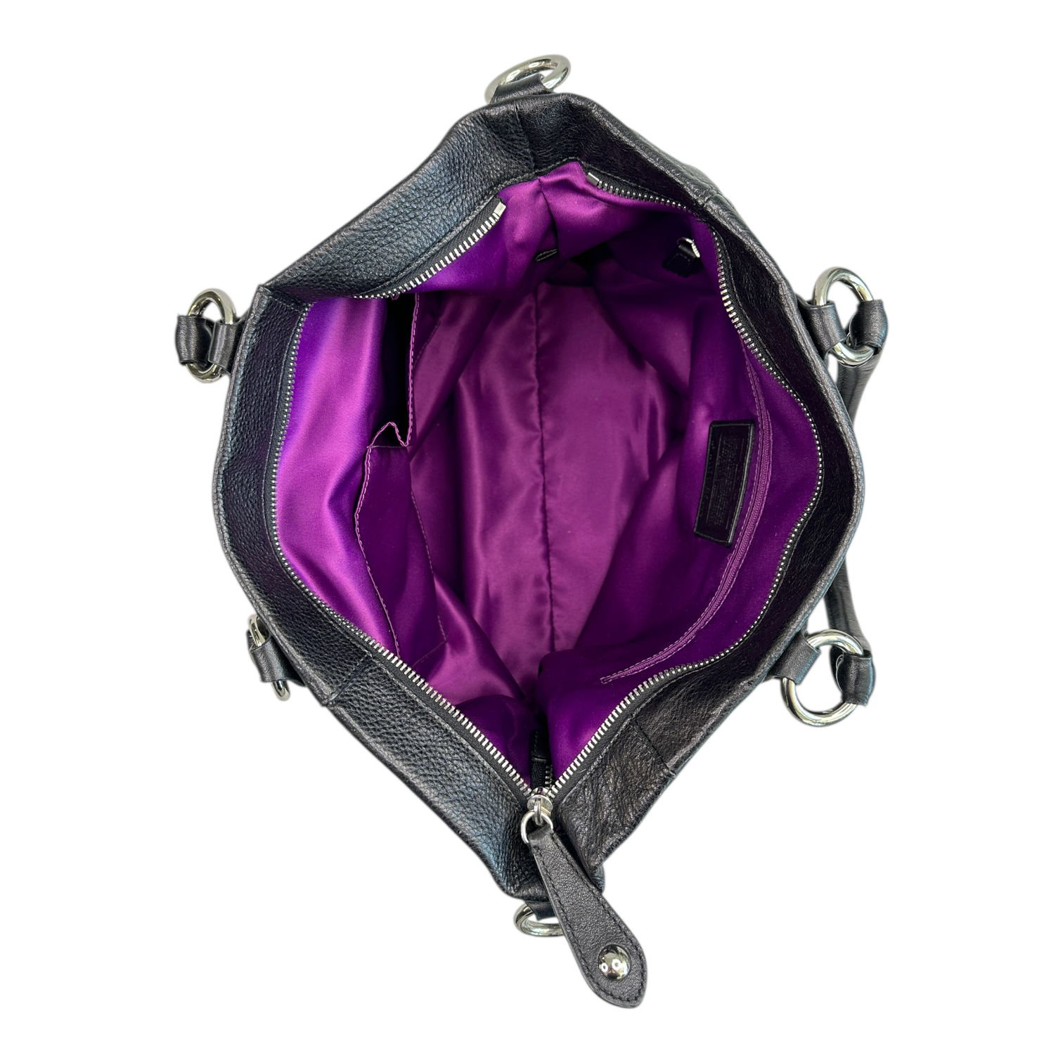 COACH LEATHER 2-WAY TOTE BAG - BLACK