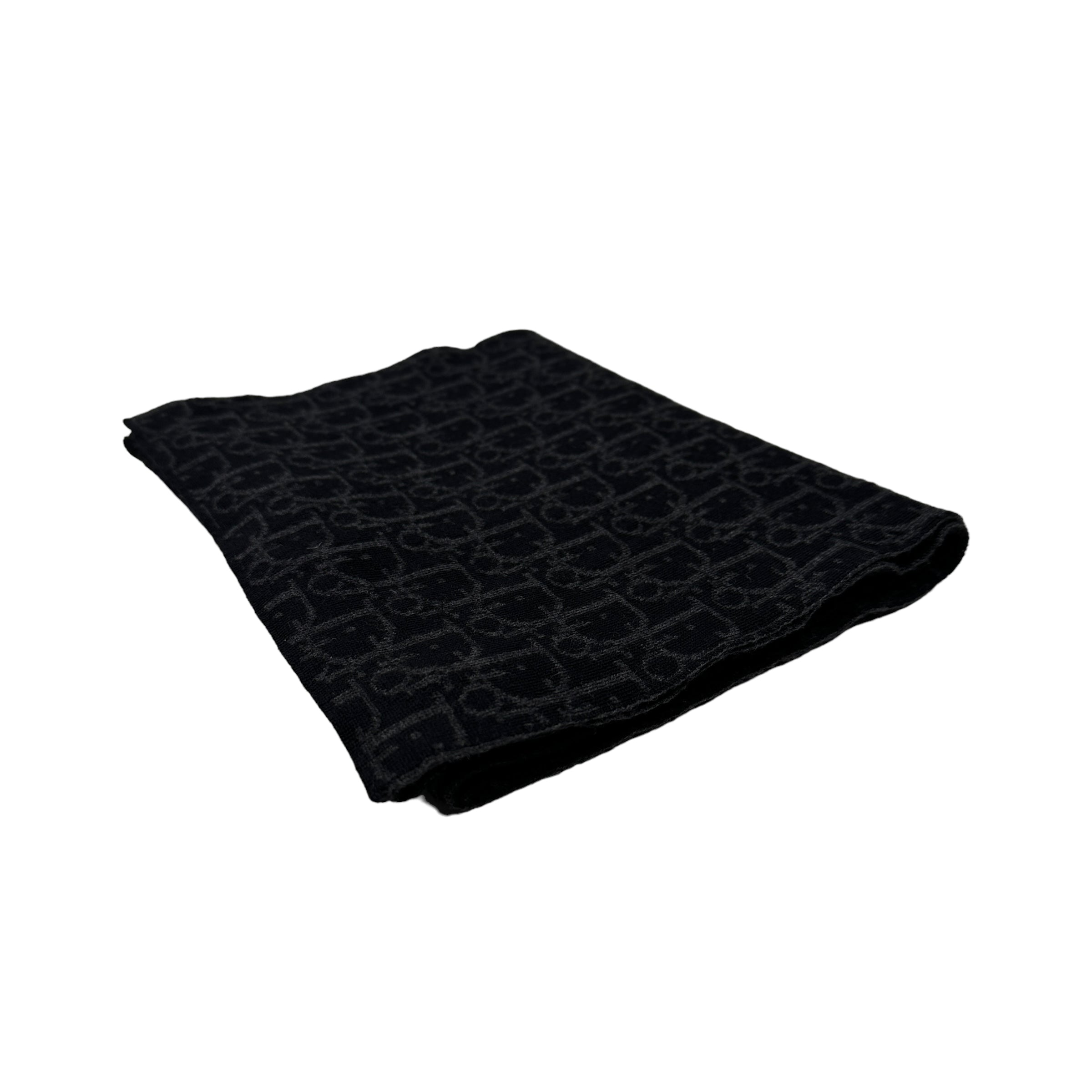 DIOR BLACK / GREY OBLIQUE MONOGRAM WOOLLEN SCARF