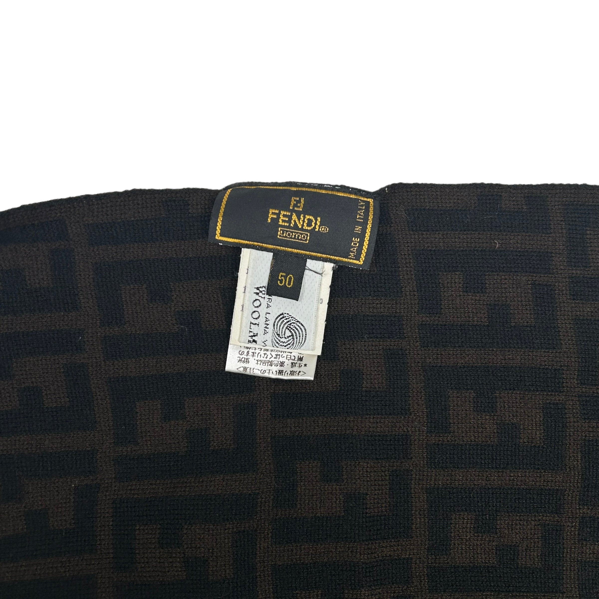 FENDI BROWN/BLACK ZUCCA MONOGRAM SCARF