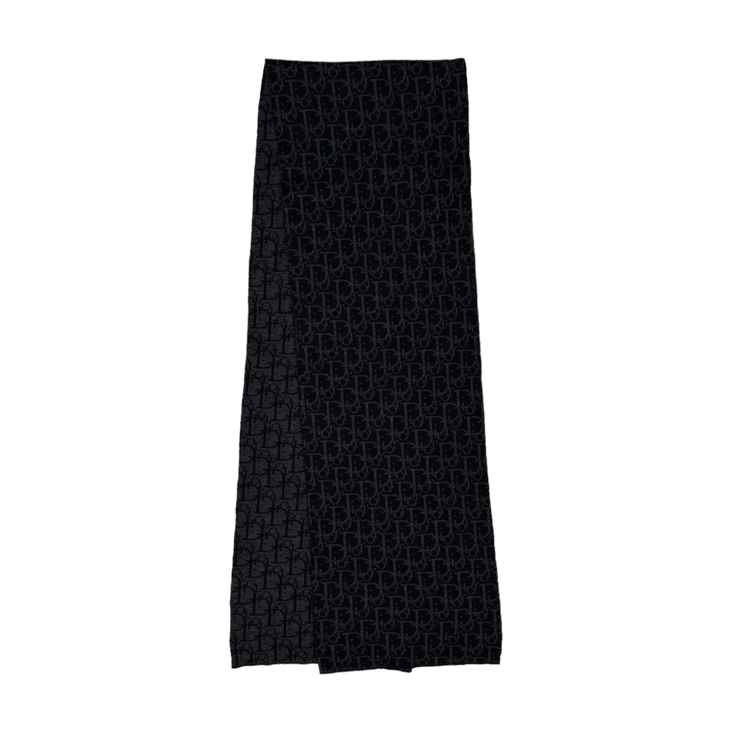 DIOR BLACK / GREY OBLIQUE MONOGRAM WOOLLEN SCARF