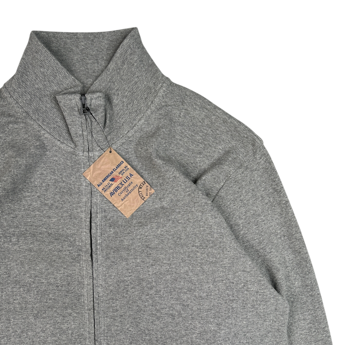 (NEW) AVIREX RIBBED EVERY DAY ZIP UP - GREY