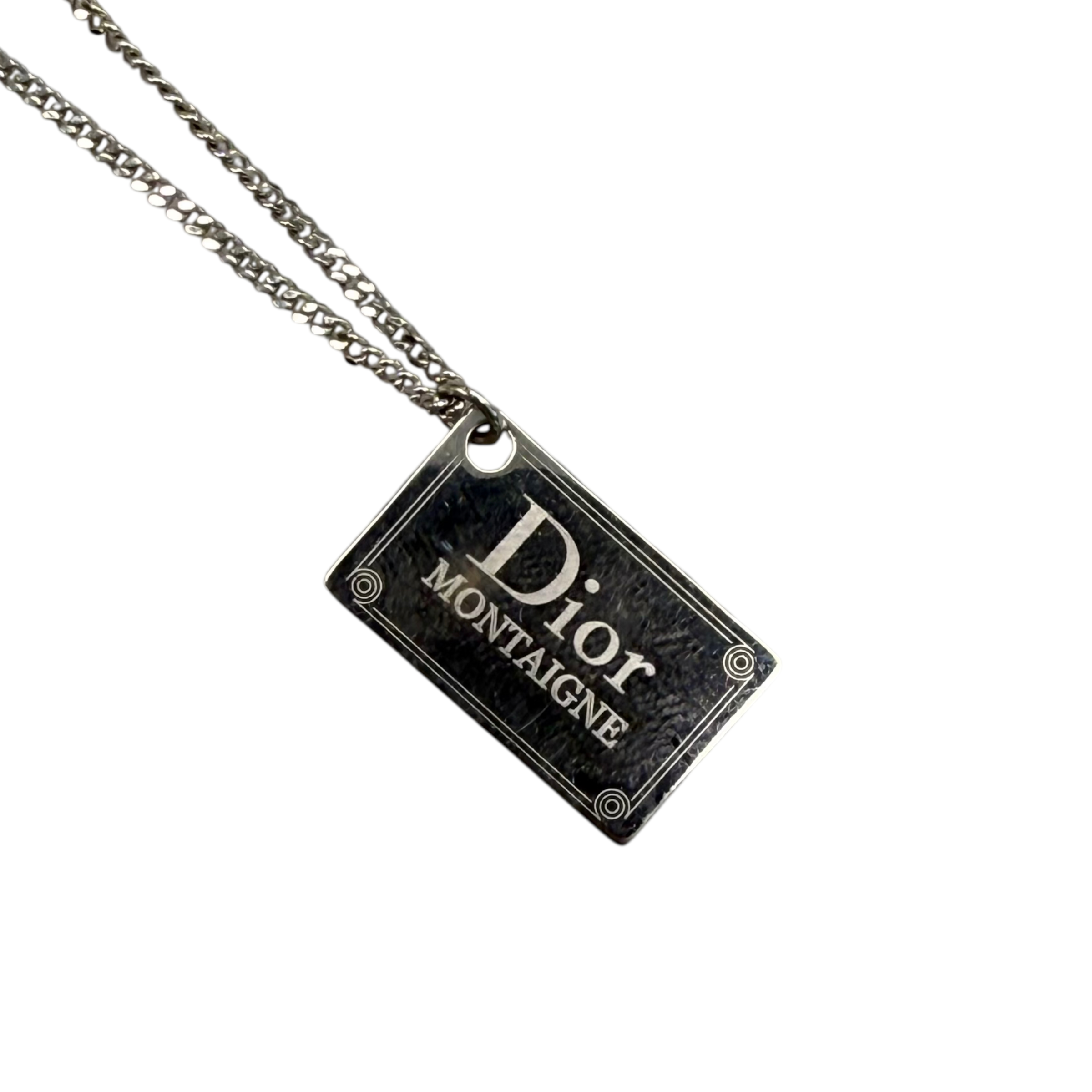 DIOR MONTAIGNE TAG NECKLACE - SILVER PLATED