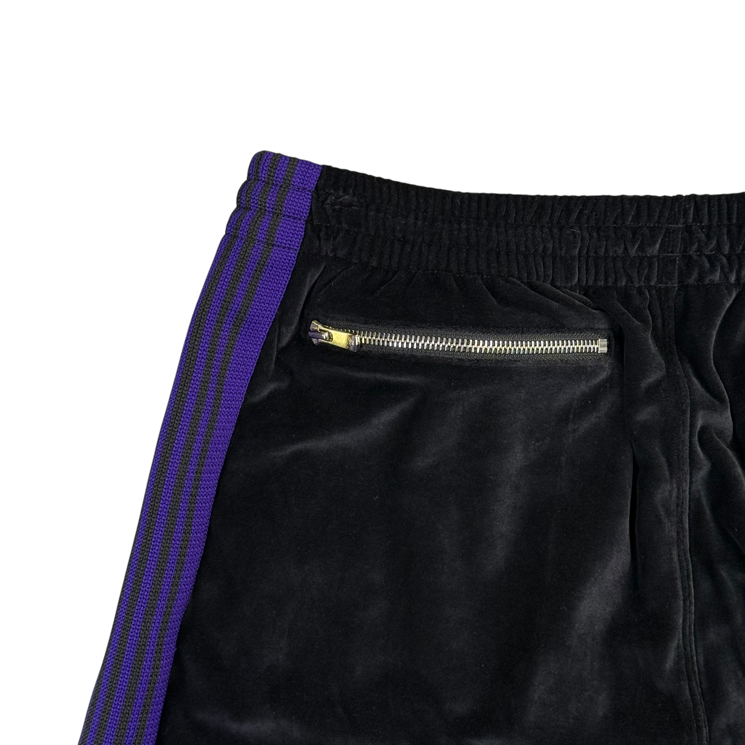 (NEW) NEEDLES H.D VELOUR SHORTS - BLACK / PURPLE
