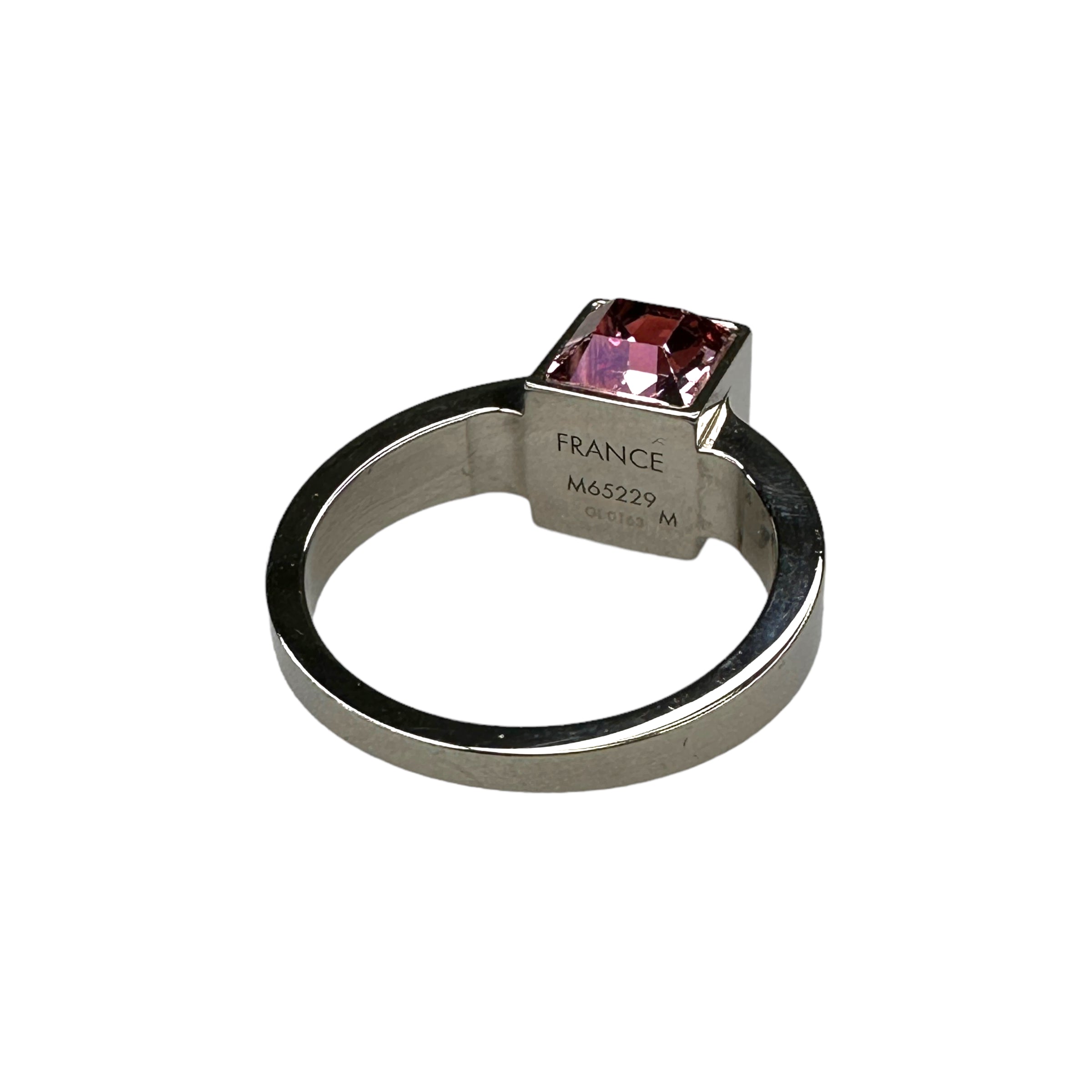 (M/13) LOUIS VUITTON PINK GAMBLE STONE RING - SILVER PLATED