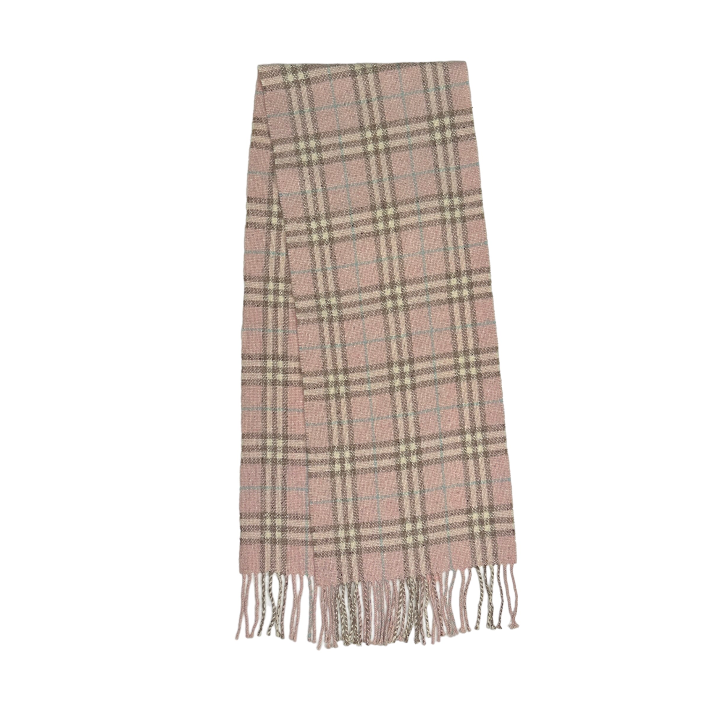 BURBERRY BABY PINK WOOL BLEND SCARF