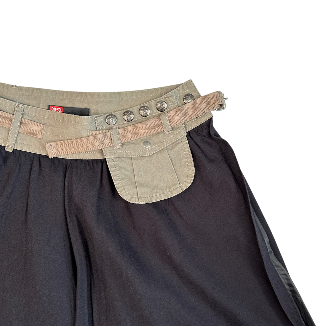 DIESEL CARGO POCKET MIDI-SKIRT - BLACK / KHAKI