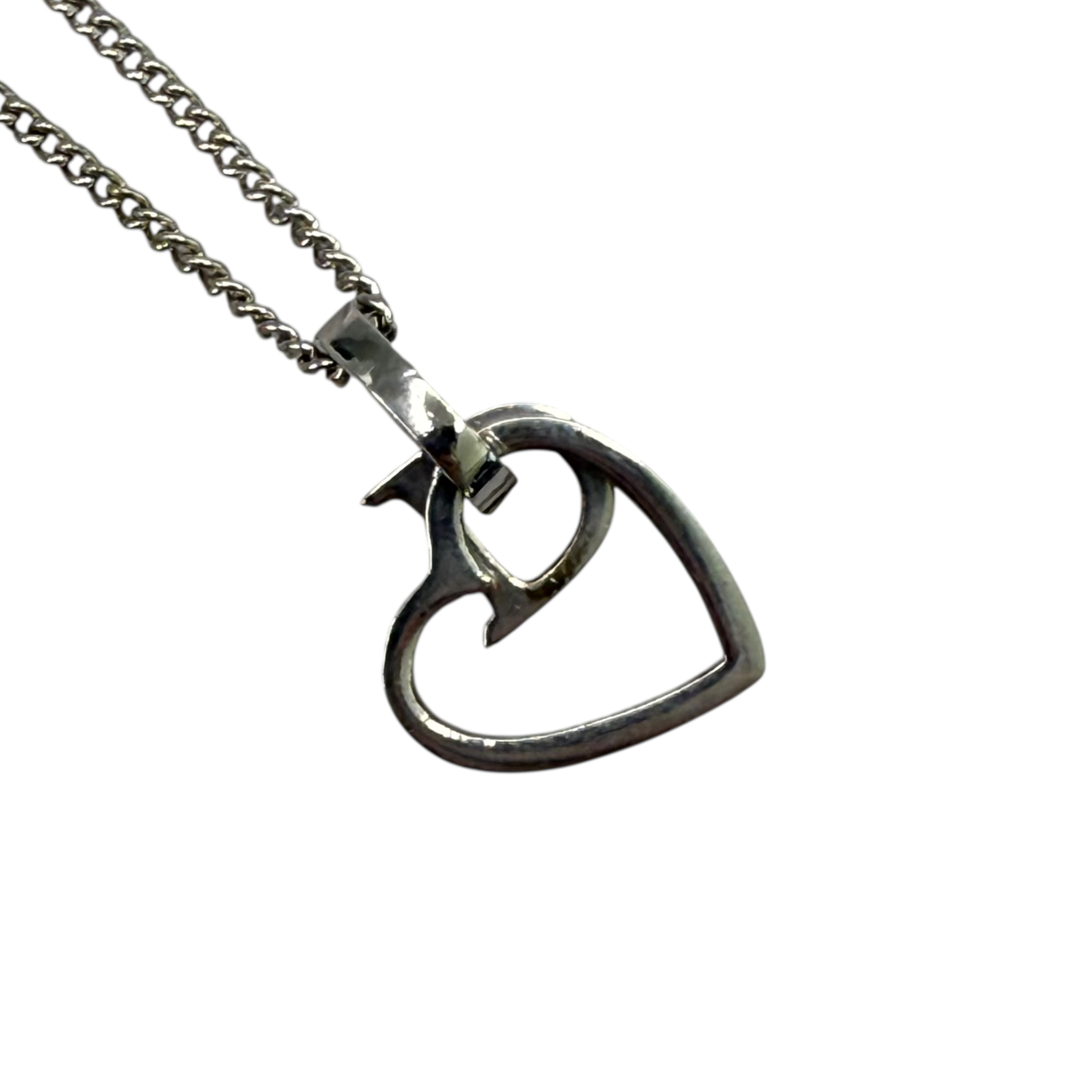 DIOR HEART & D CHARM NECKLACE - SILVER PLATED