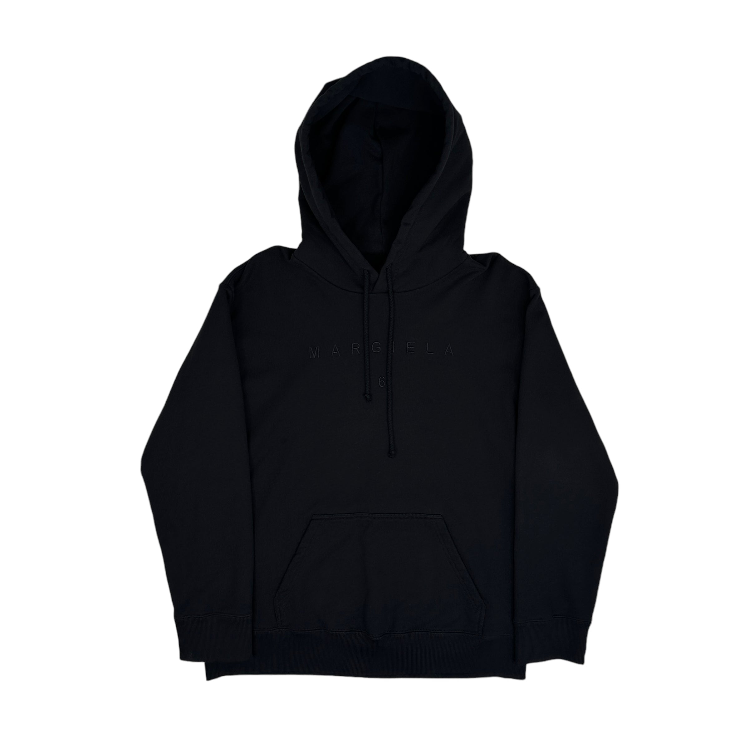 MAISON MARGIELA MM6 EMBROIDERED LOGO HOODIE - BLACK