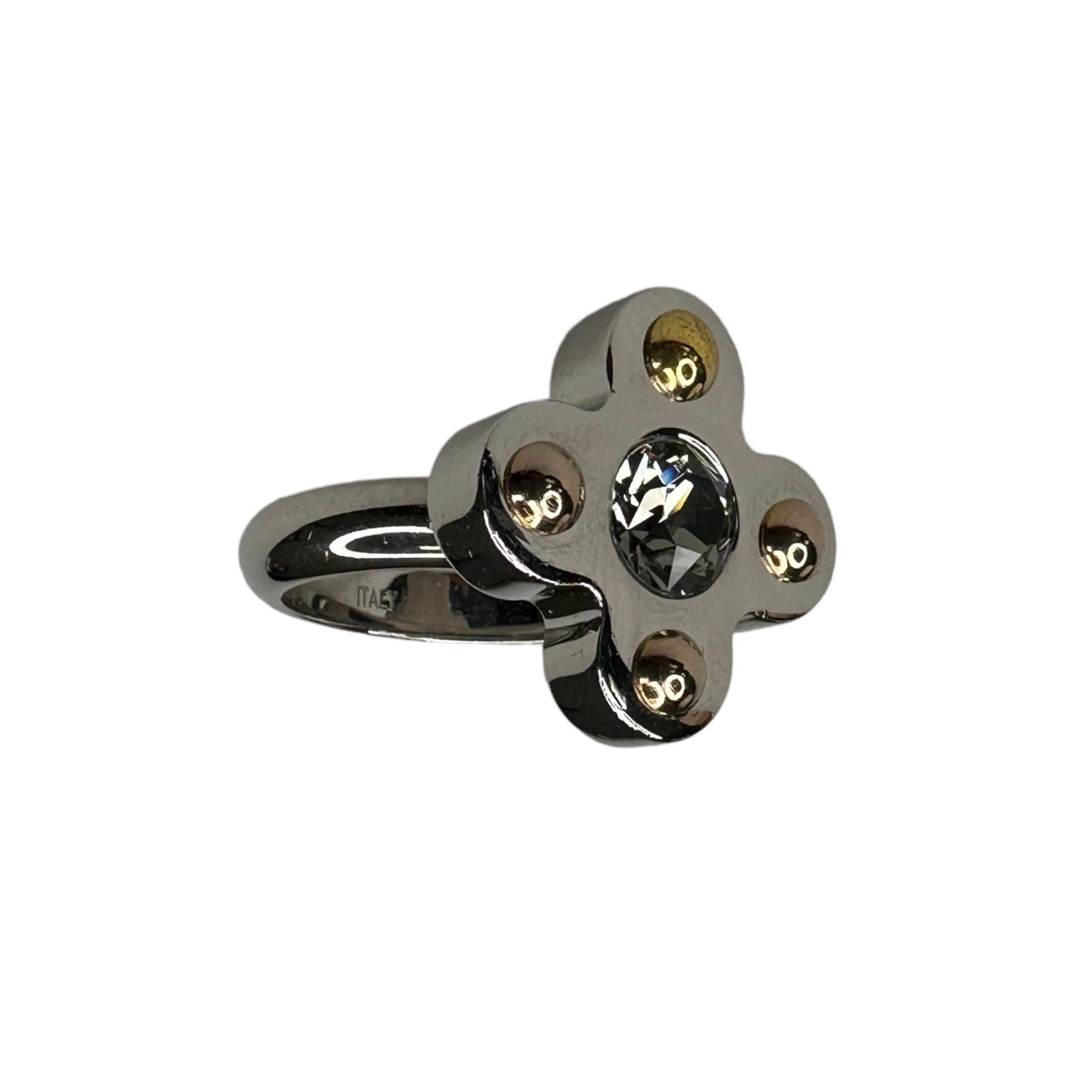 (M/13) LOUIS VUITTON FLORAL MOTIF RING - SILVER PLATED