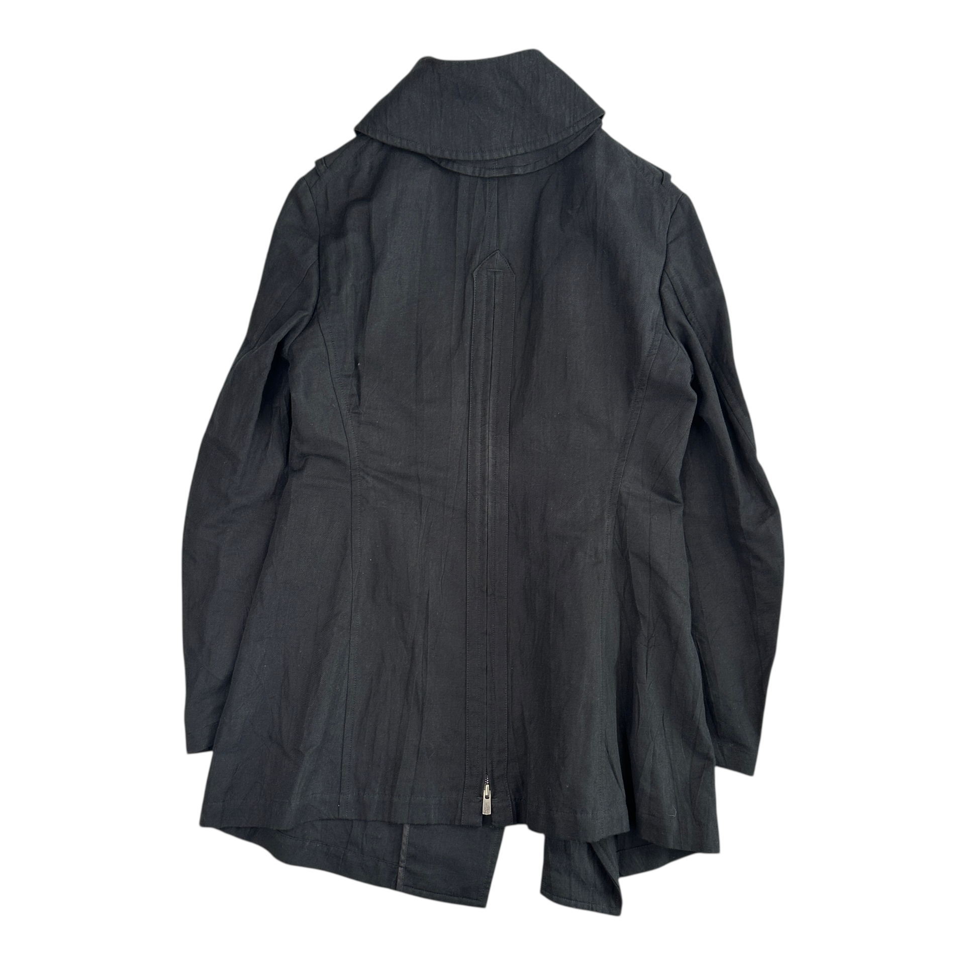 (2) Y'S YOHJI YAMAMOTO AYSMMETRIC FISHTAIL JACKET - BLACK