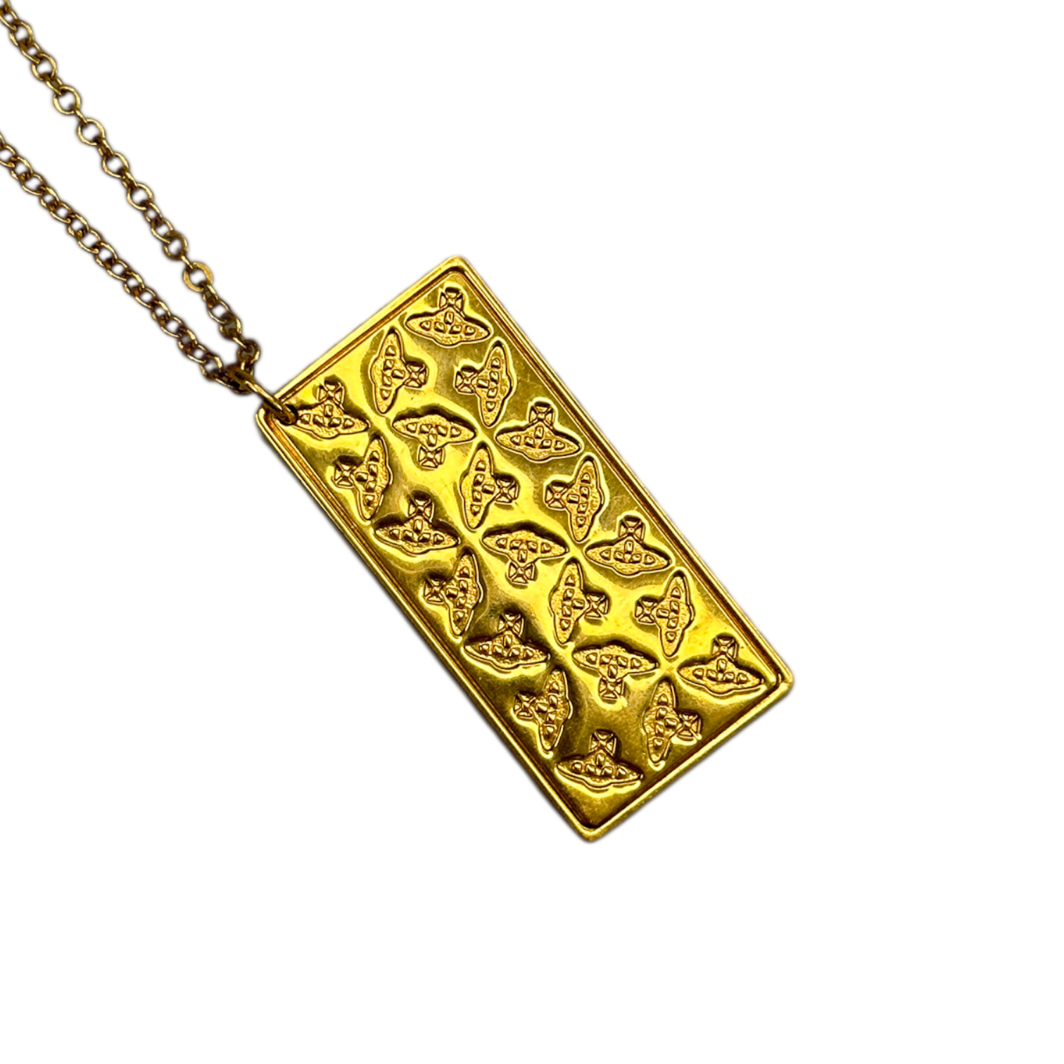 VIVIENNE WESTWOOD DOUBLE-SIDED TAG NECKLACE - GOLD PLATED