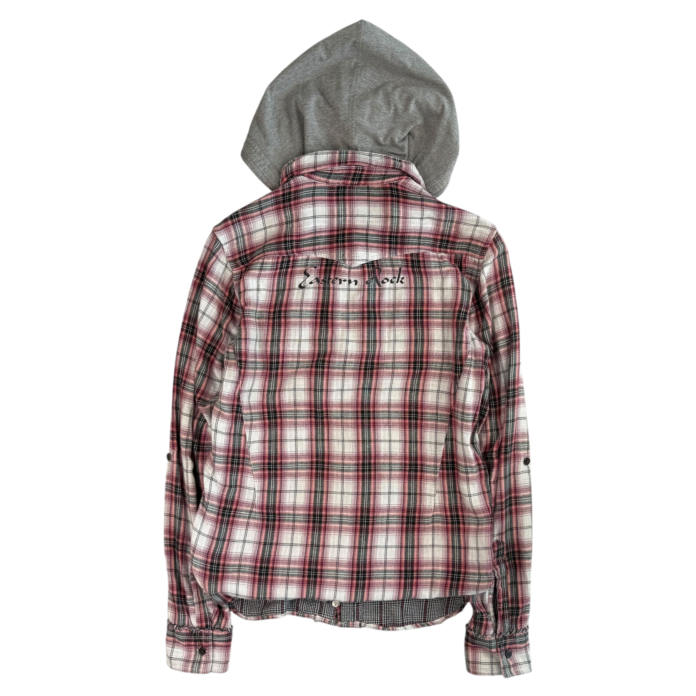 (M) PPFM PLAID DOUBLE LAYERED HOODIE - RED