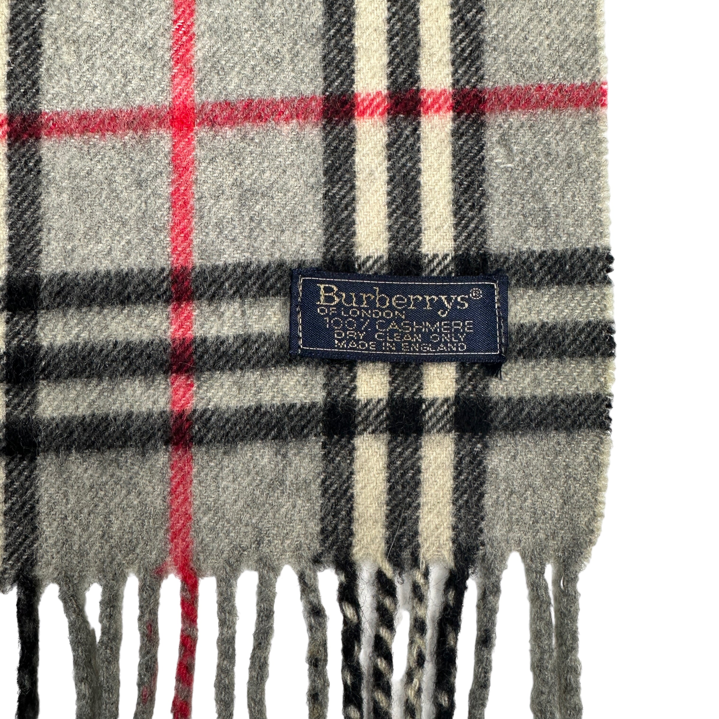 BURBERRY GREY CASHMERE CHECKERED SCARF