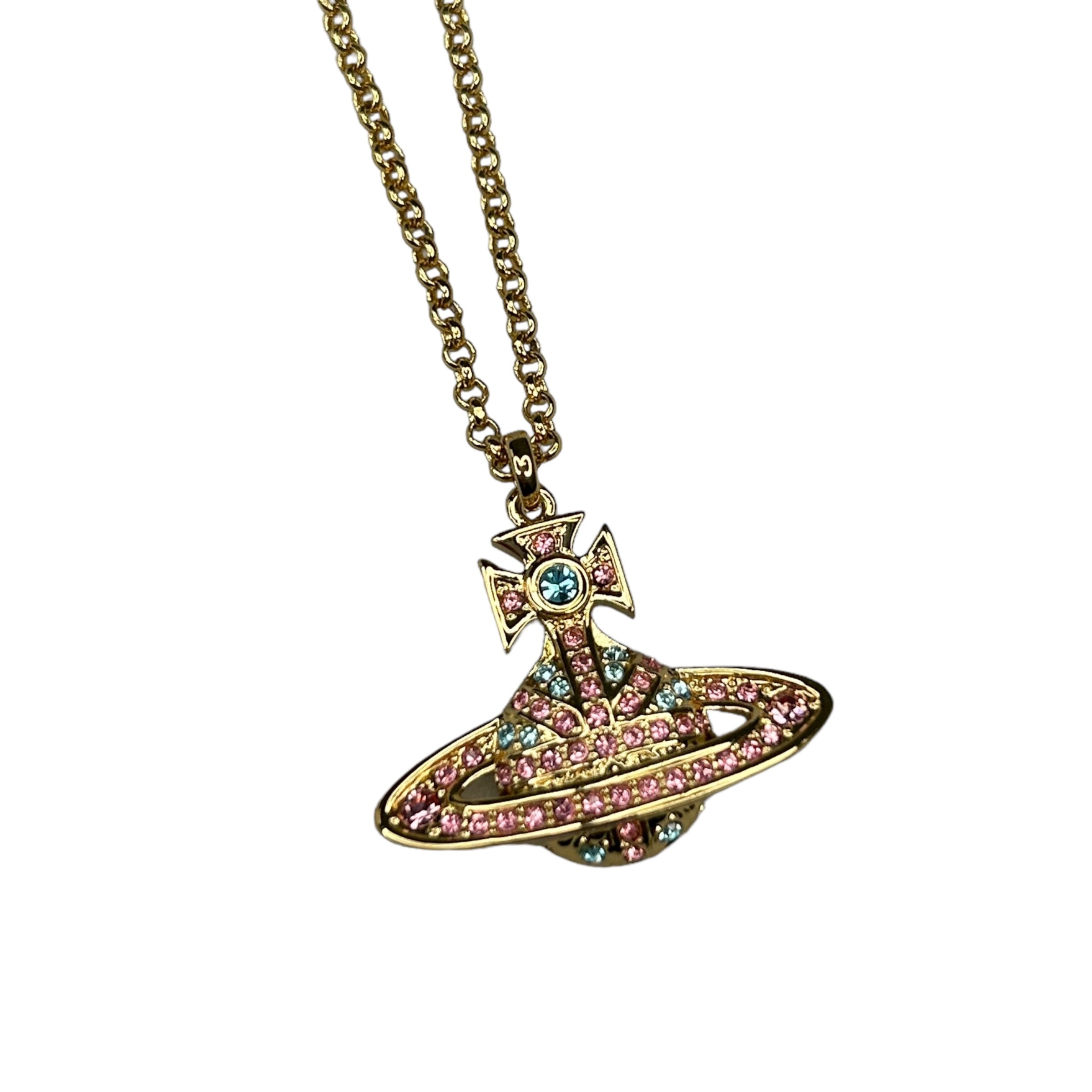 (NEW) VIVIENNE WESTWOOD JACK LIGHT ROSE CRYSTAL BAS RELIEF NECKLACE (SS24)