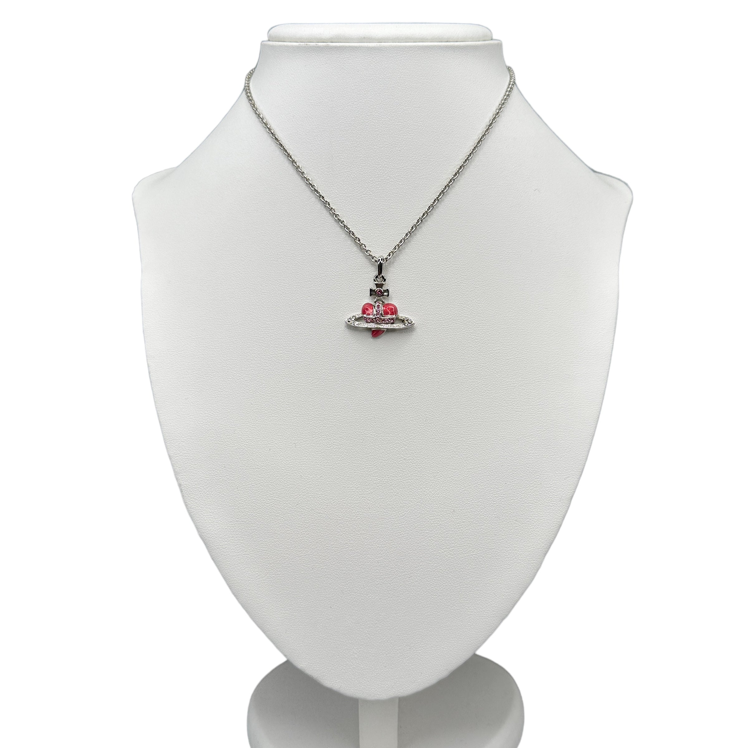 VIVIENNE WESTWOOD PINK HEART ORB NECKLACE