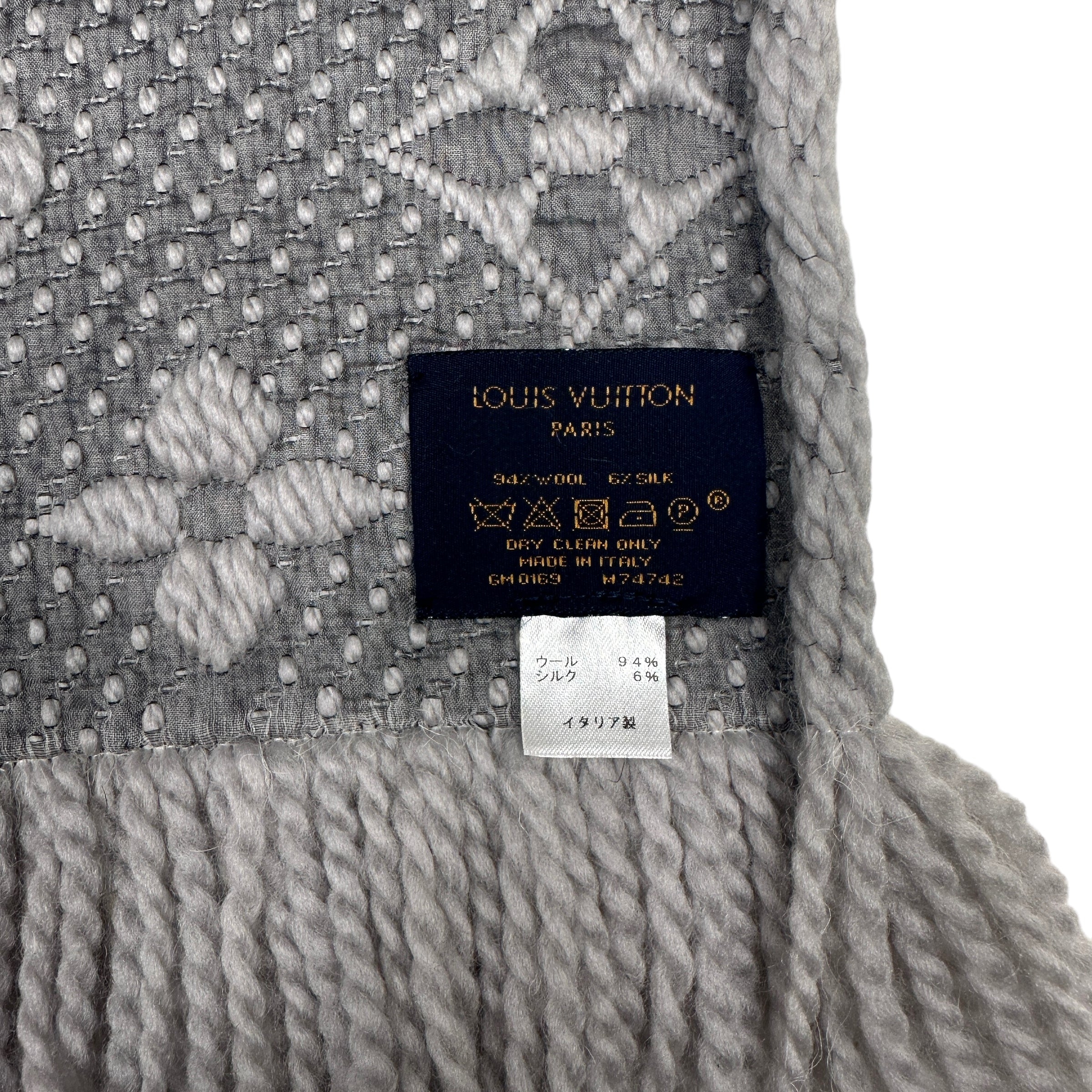 LOUIS VUITTON MONOGRAM LOGOMANIA SCARF - GREY