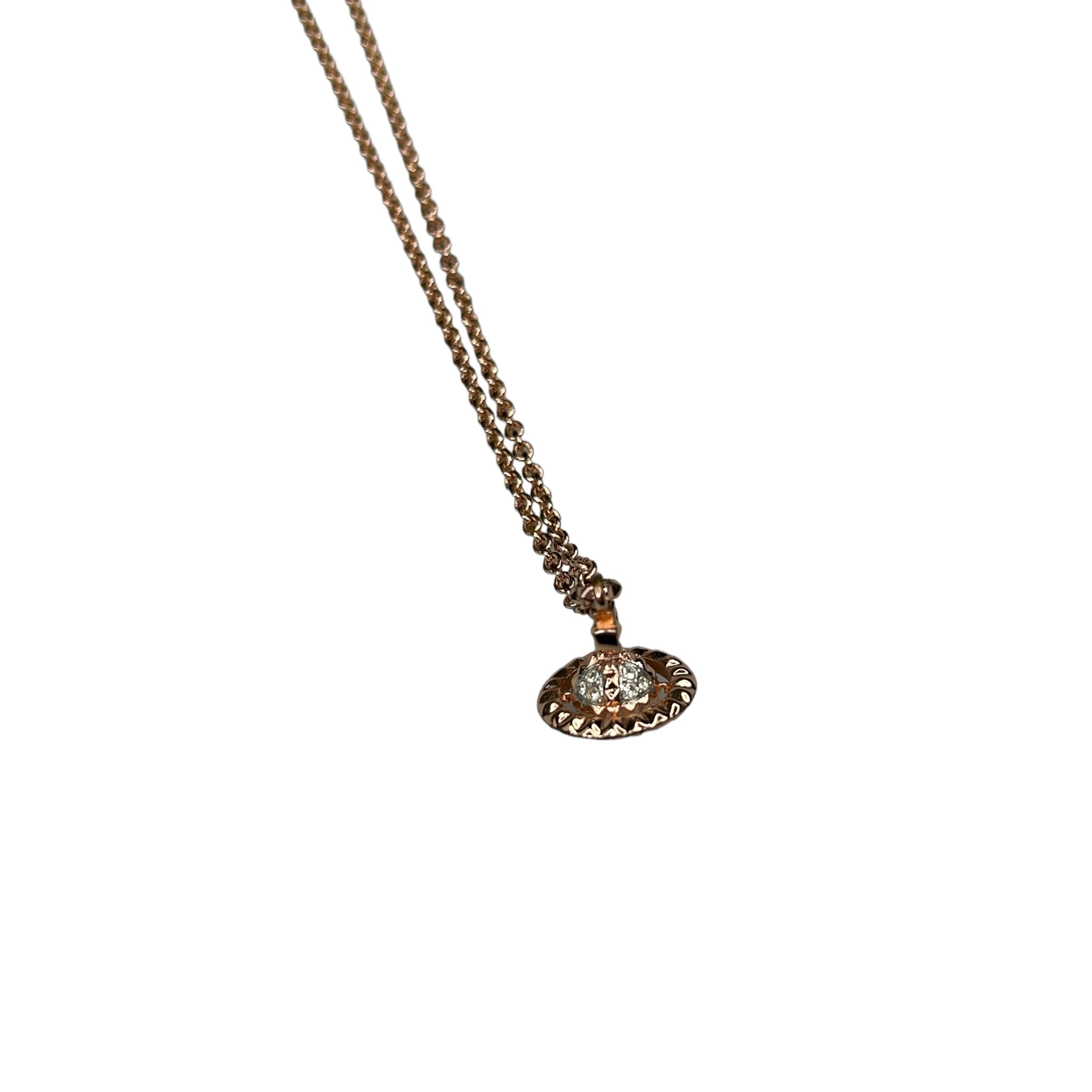 VIVIENNE WESTWOOD ROSE-GOLD RHINESTONE 3D ORB NECKLACE 02JH