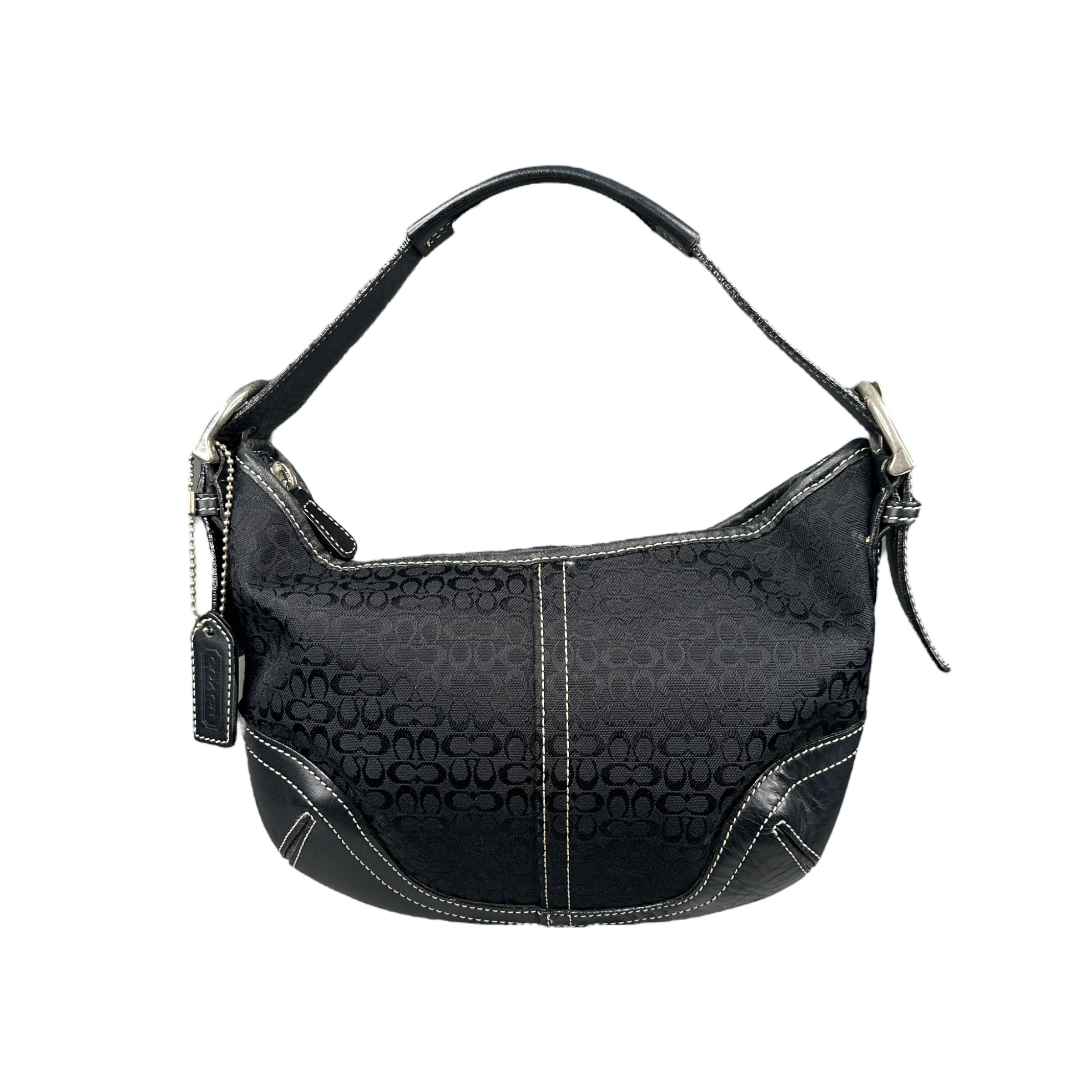 COACH MINI SIGNATURE CANVAS BLACK SHOULDER BAG