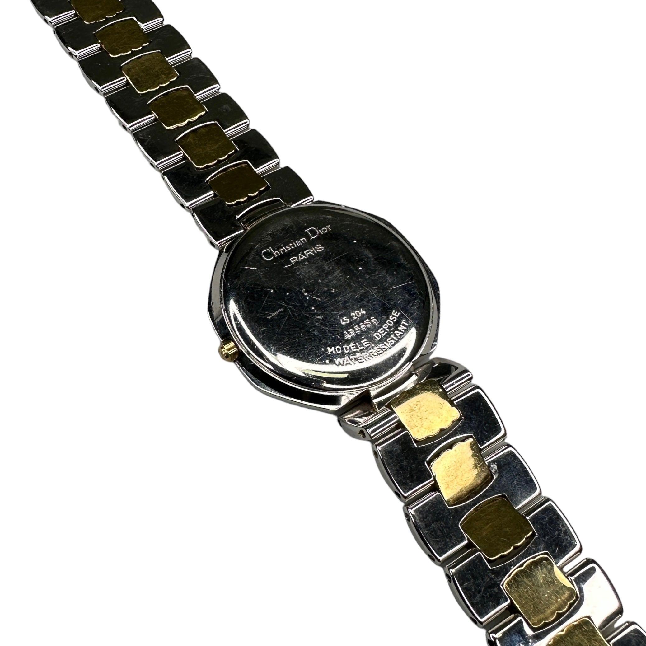 DIOR VINTAGE TWO-TONE OCTAGONAL QUARTZ WATCH (CHROME FACE)