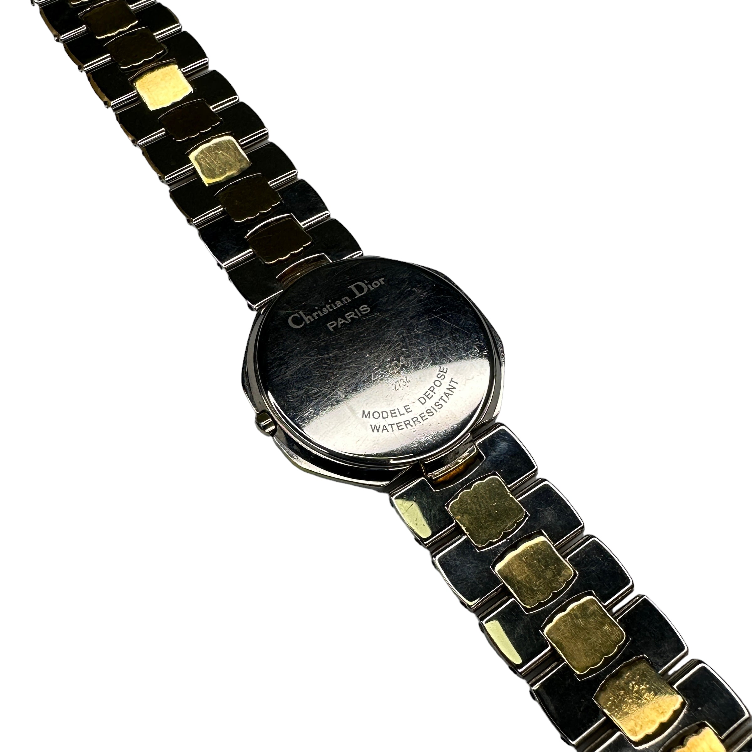 DIOR VINTAGE TWO-TONE OCTAGONAL QUARTZ WATCH (GOLD FACE)