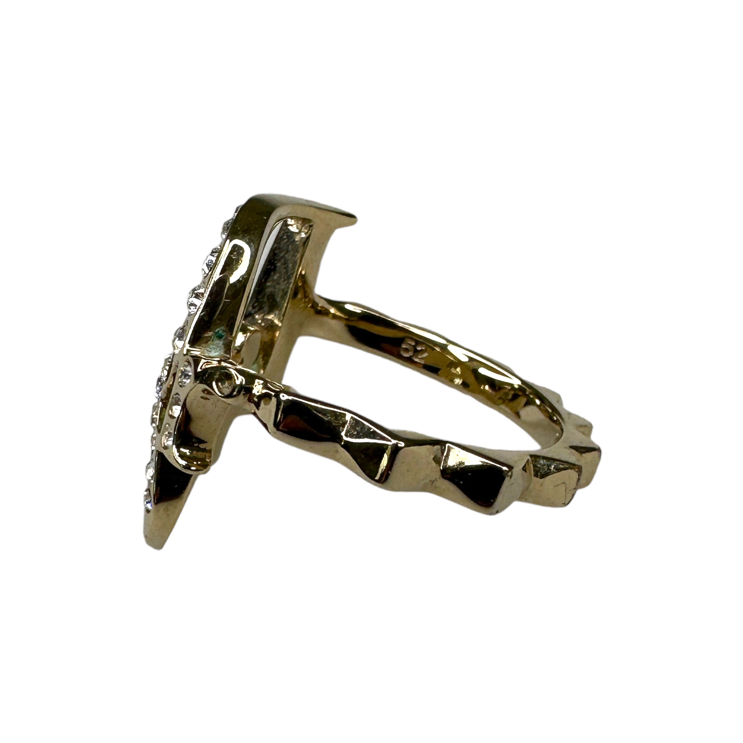 (12) DIOR RHINESTONE OBLIQUE LOGO RING - GOLD PLATED