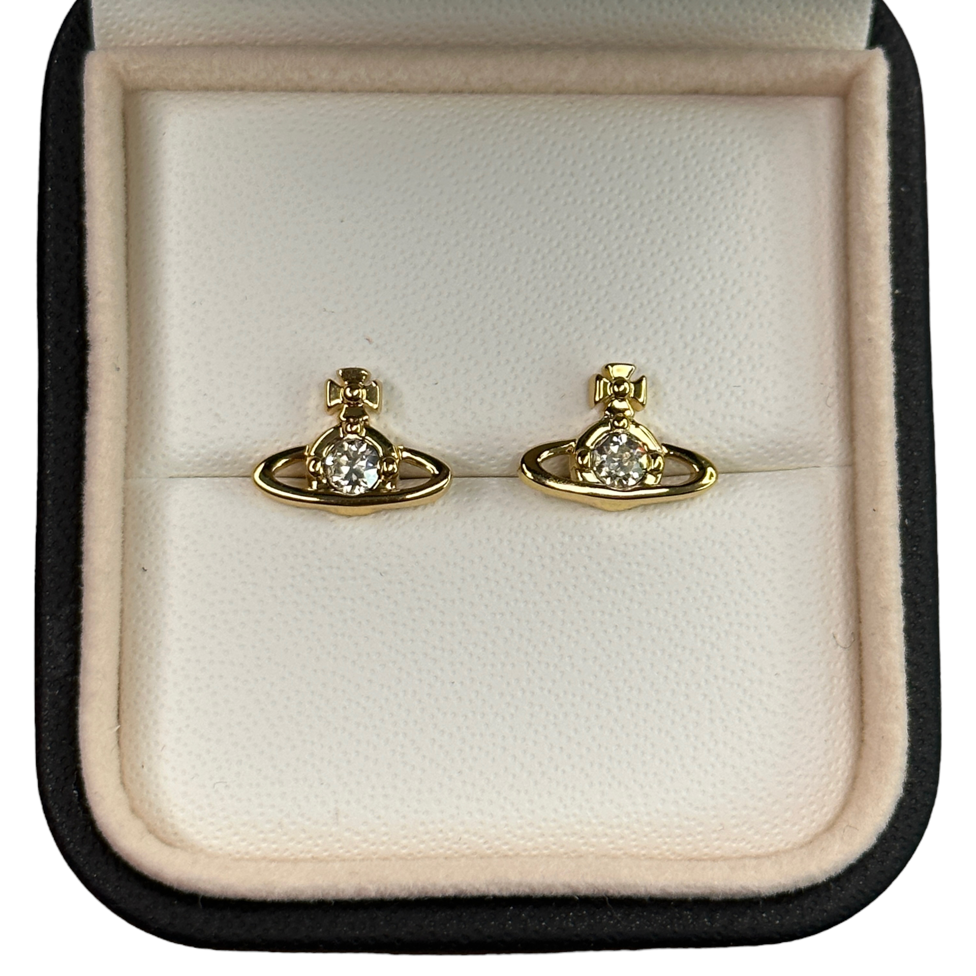 (NEW) VIVIENNE WESTWOOD NANO SOLITAIRE EARRINGS - GOLD (BRASS)
