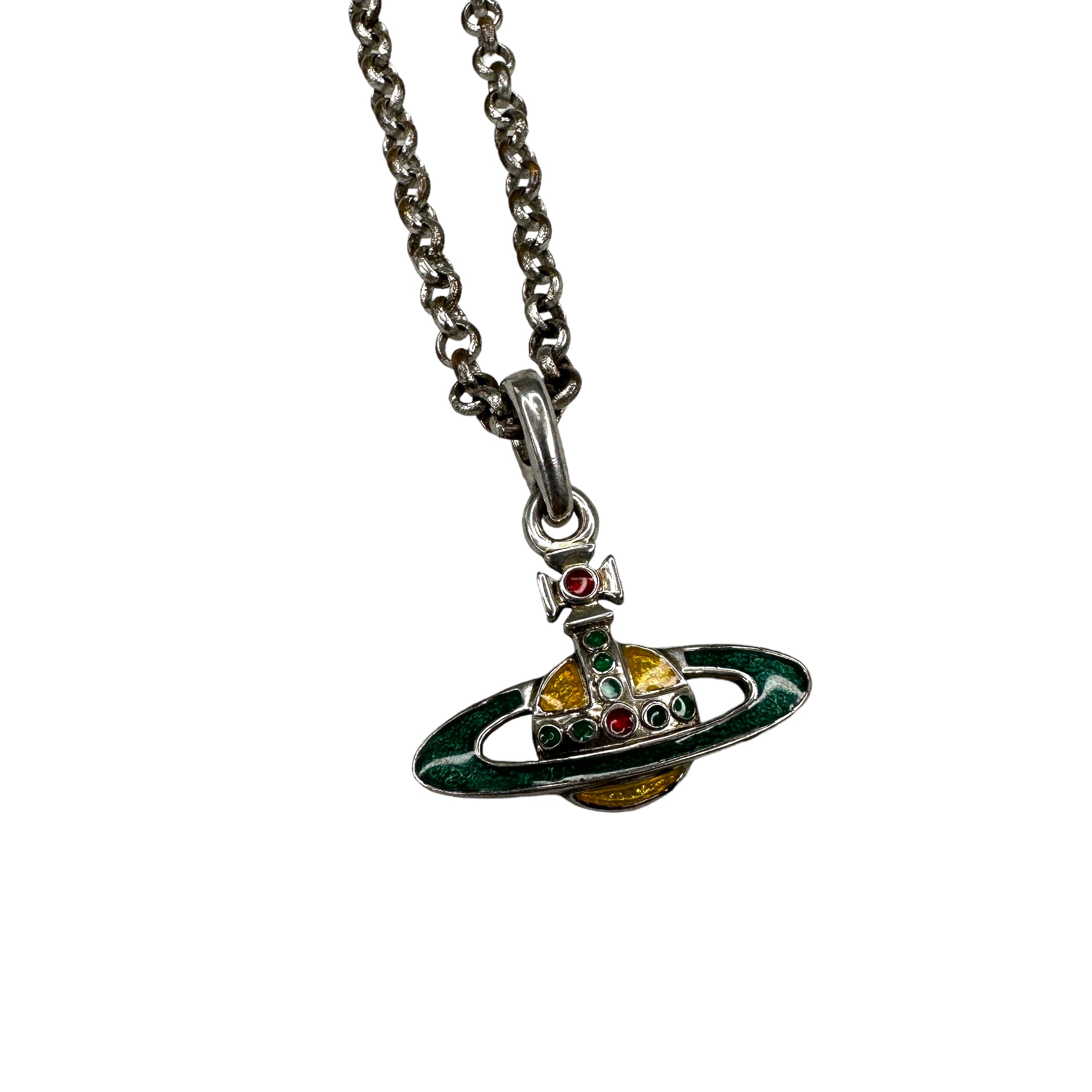 VIVIENNE WESTWOOD MULTI-COLOUR ENAMEL MAYFAIR THICK CHAIN NECKLACE