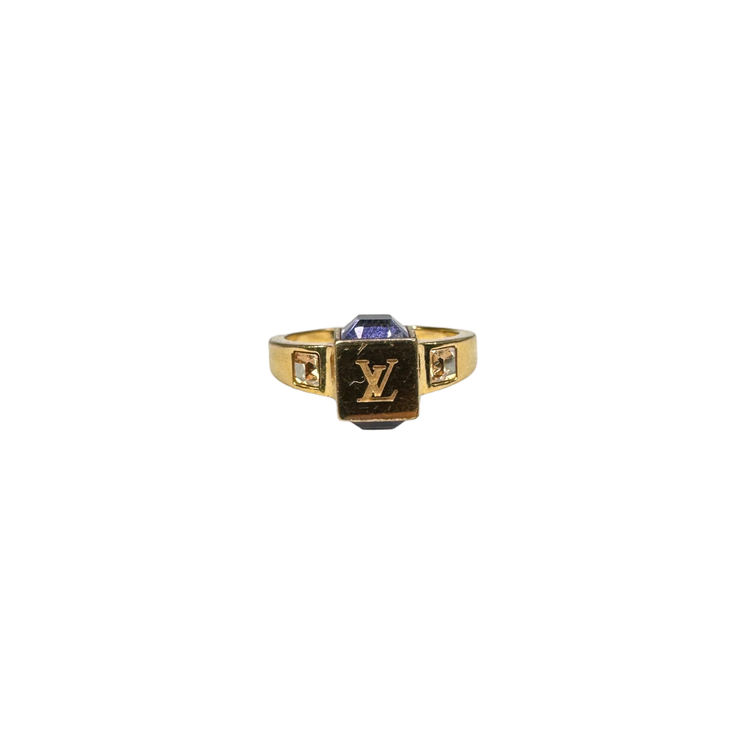 LOUIS VUITTON  GAMBE STONE RING - GOLD PLATED PURPLE