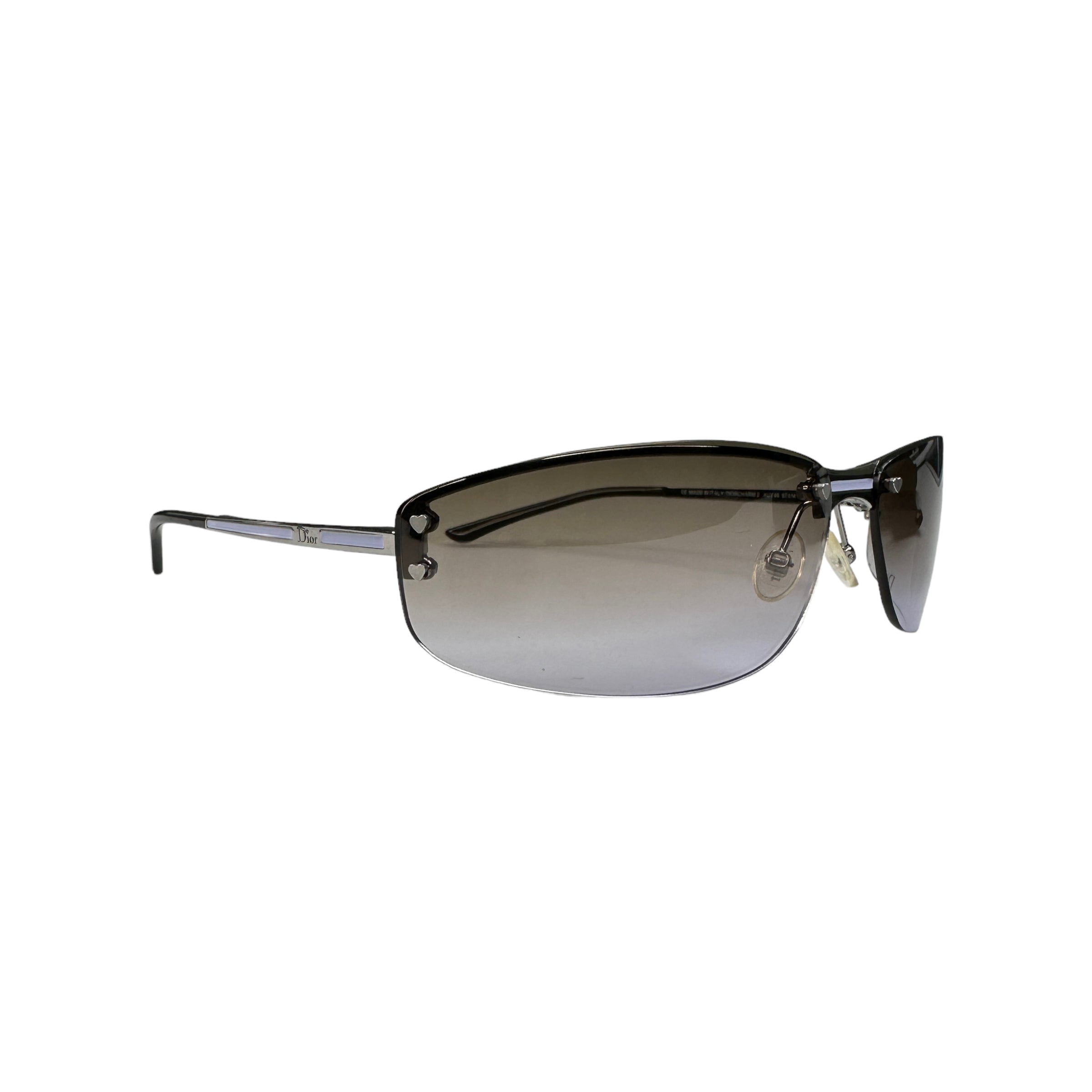 DIOR "DIORCHARM 2" RIMLESS SUNGLASSES W/ HEART ACCENTS