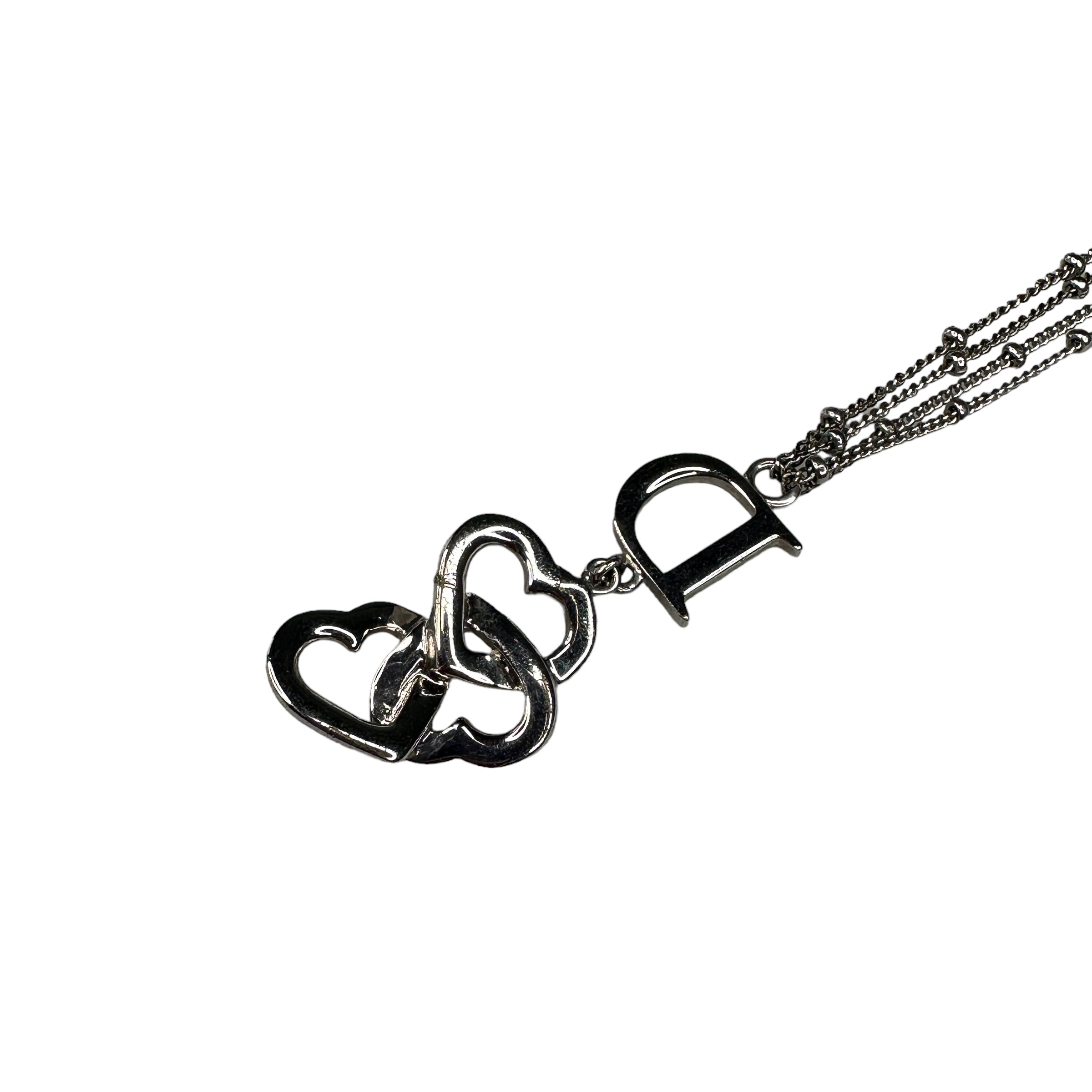 DIOR DOUBLE CHAIN INTERLOCKING HEARTS NECKLACE