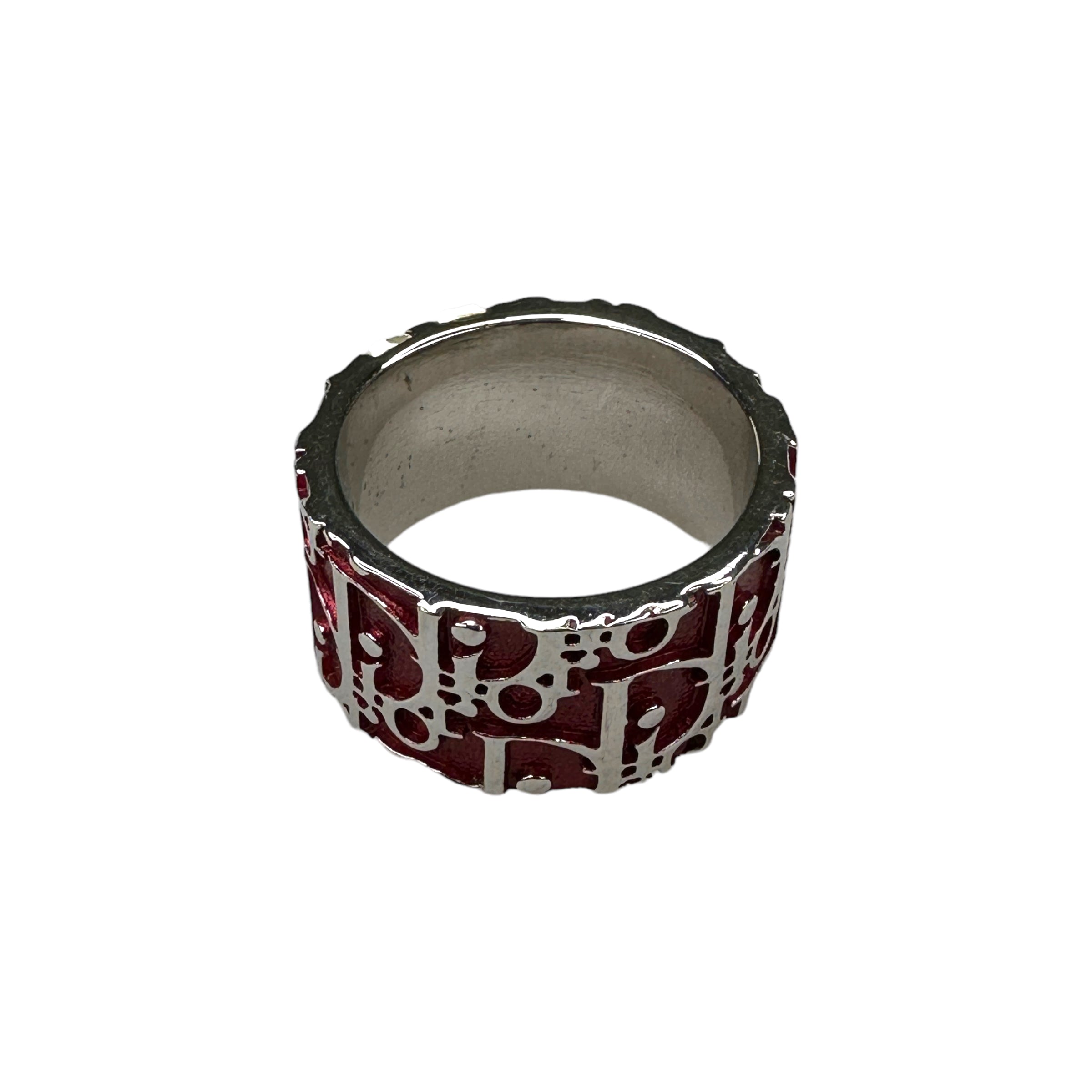 (13) DIOR BURGUNDY TROTTER MONOGRAM "2" RING