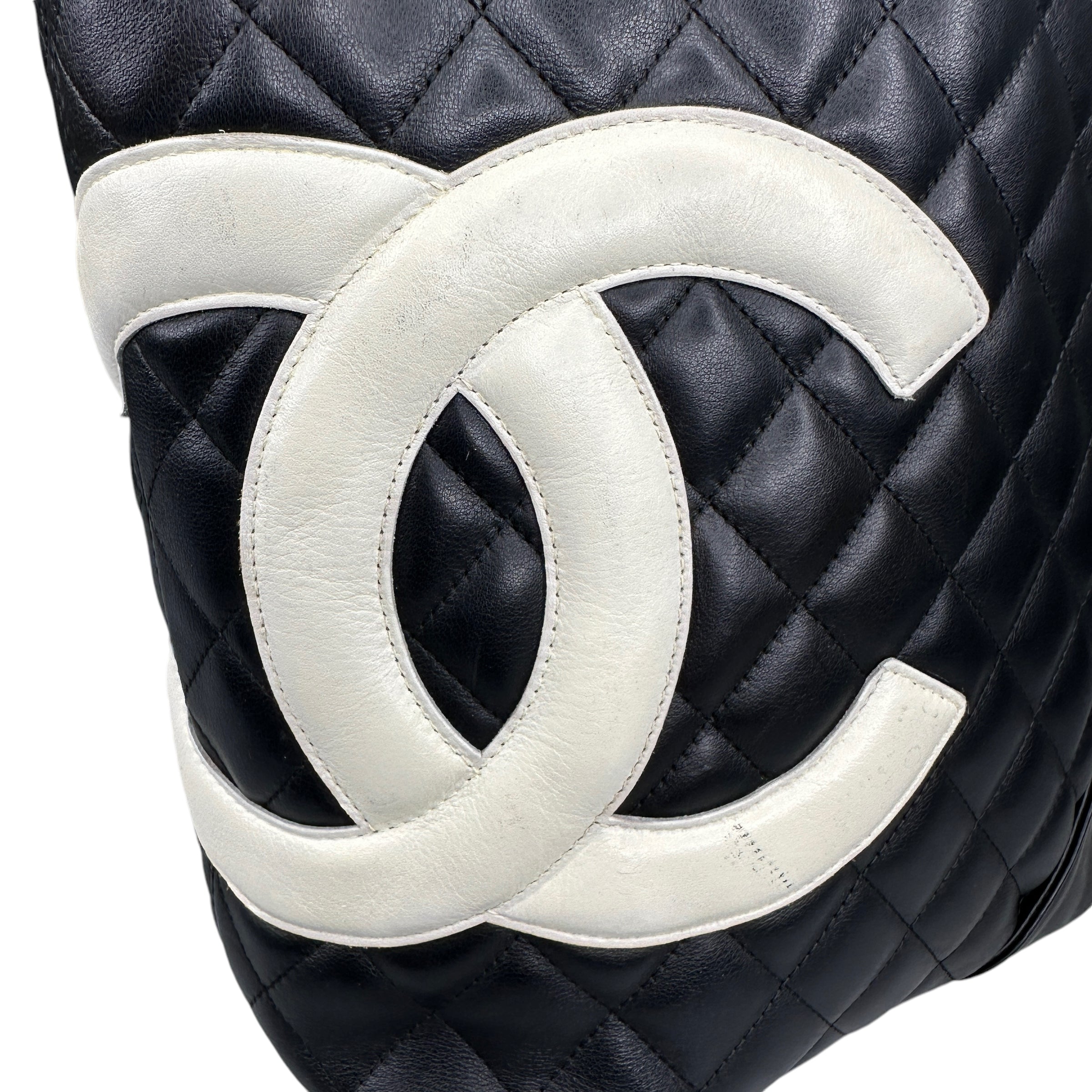 CHANEL CAMBON LINE TOTE BAG - BLACK / WHITE