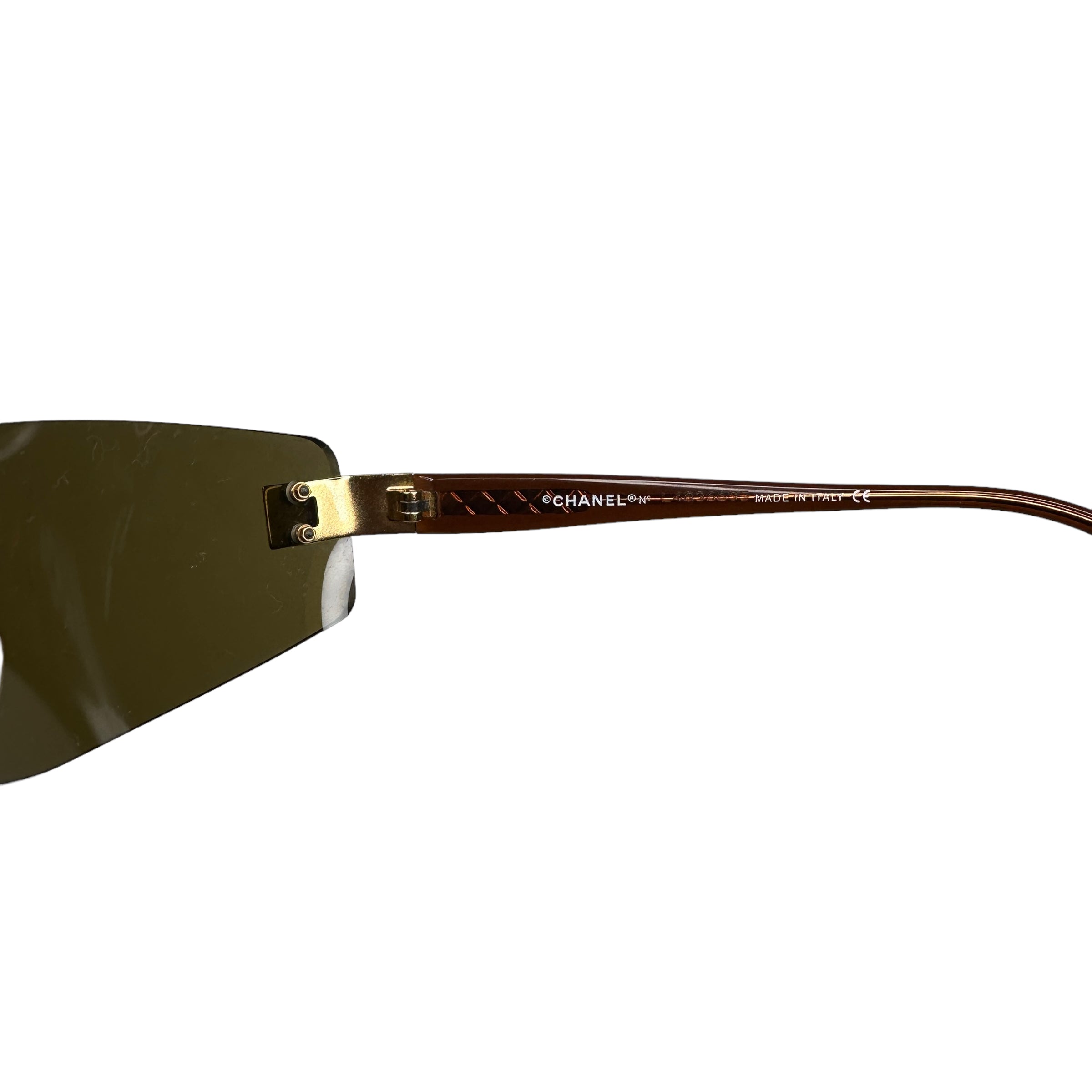 CHANEL C.139/73 RIMLESS SUNGLASSES - GOLD / BROWN