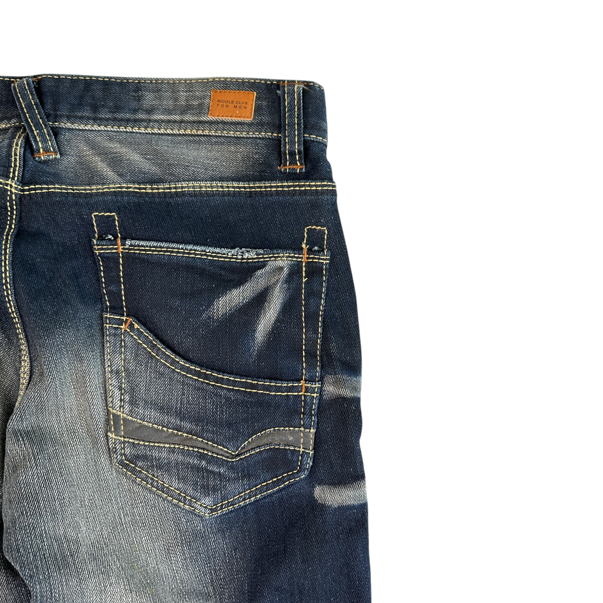 NICOLE CLUB FOR MEN WASHED DENIM JEANS - DARK BLUE