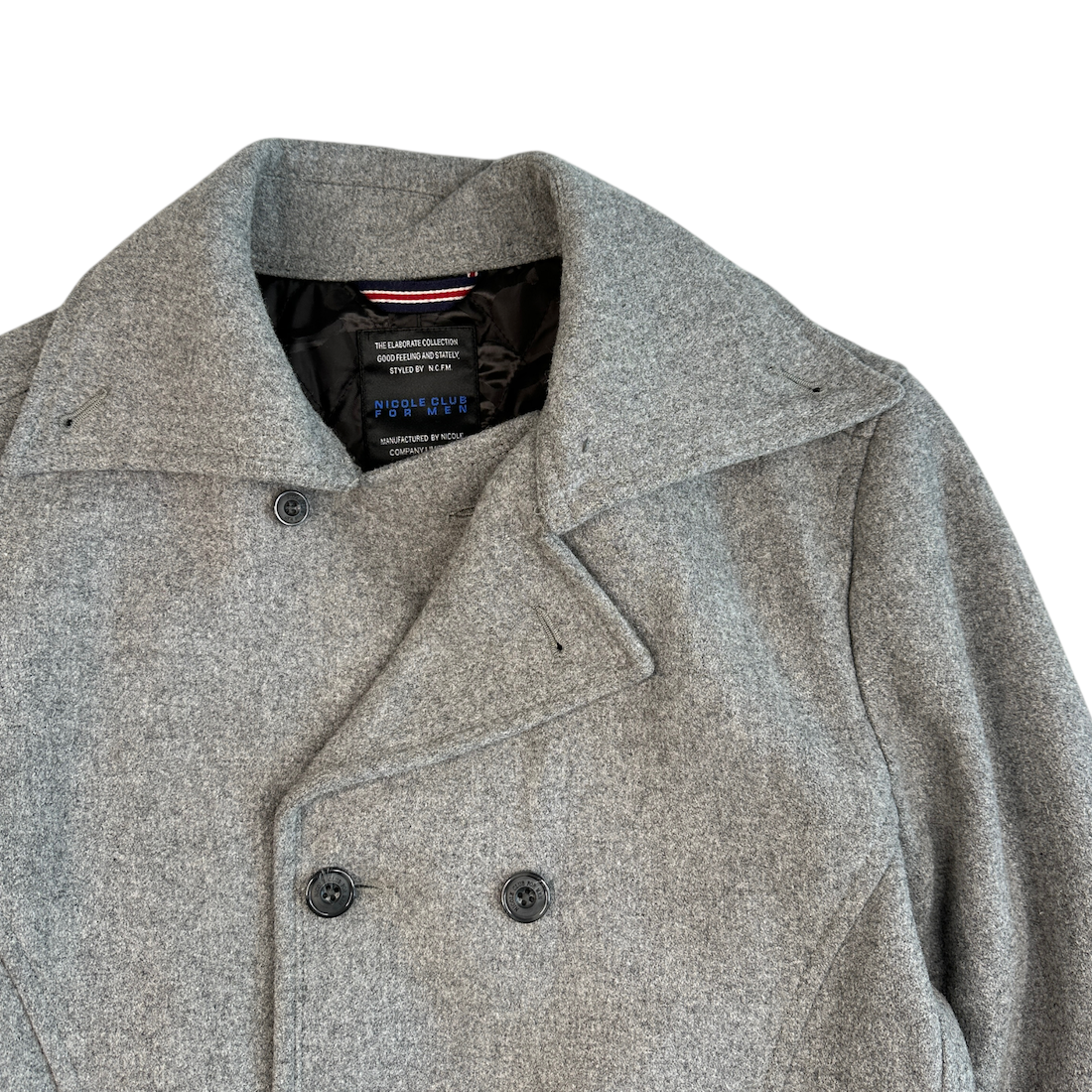 (46) NICOLE CLUB FOR MEN WOOL-BLEND PEA COAT - GREY