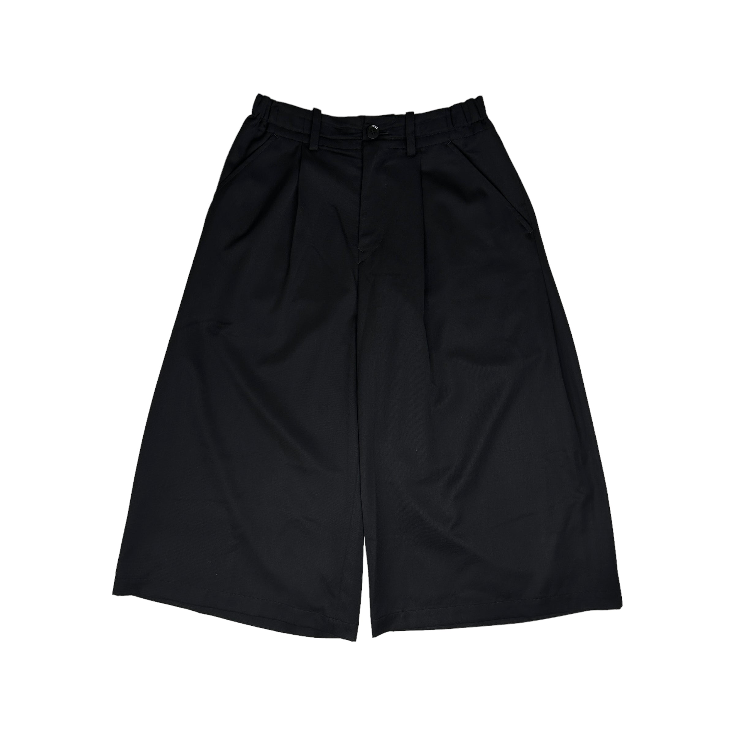 Y'S YOHJI YAMAMOTO WOOLLEN LONG SHORTS - BLACK