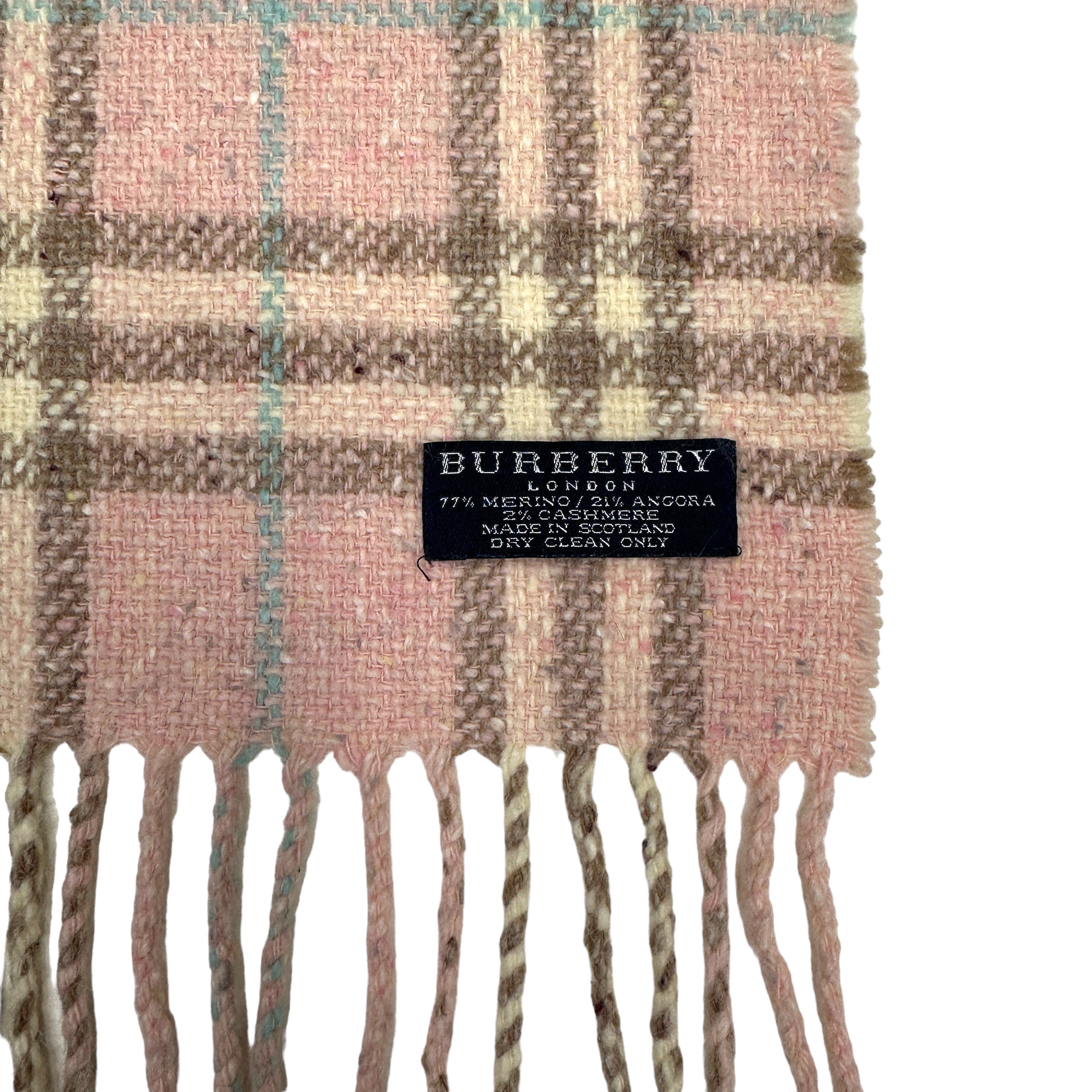 BURBERRY BABY PINK WOOL BLEND SCARF