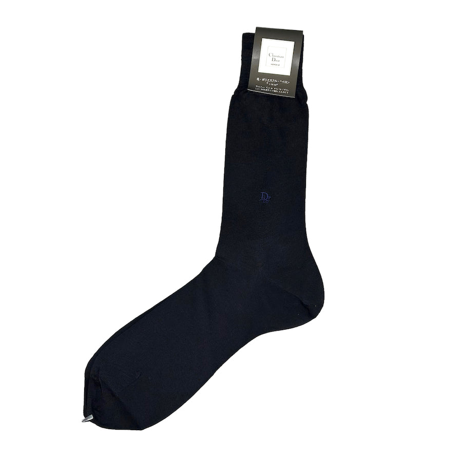 DIOR BLACK SOCKS W/ NAVY LOGO