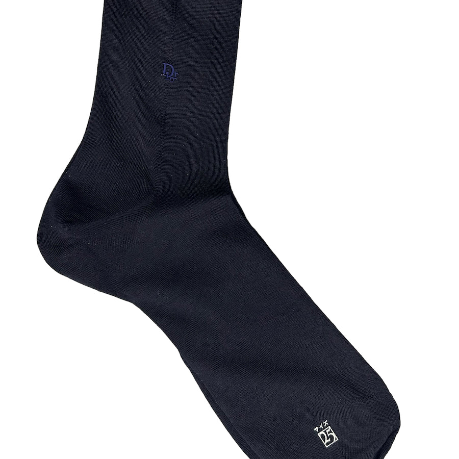 DIOR BLACK SOCKS W/ NAVY LOGO