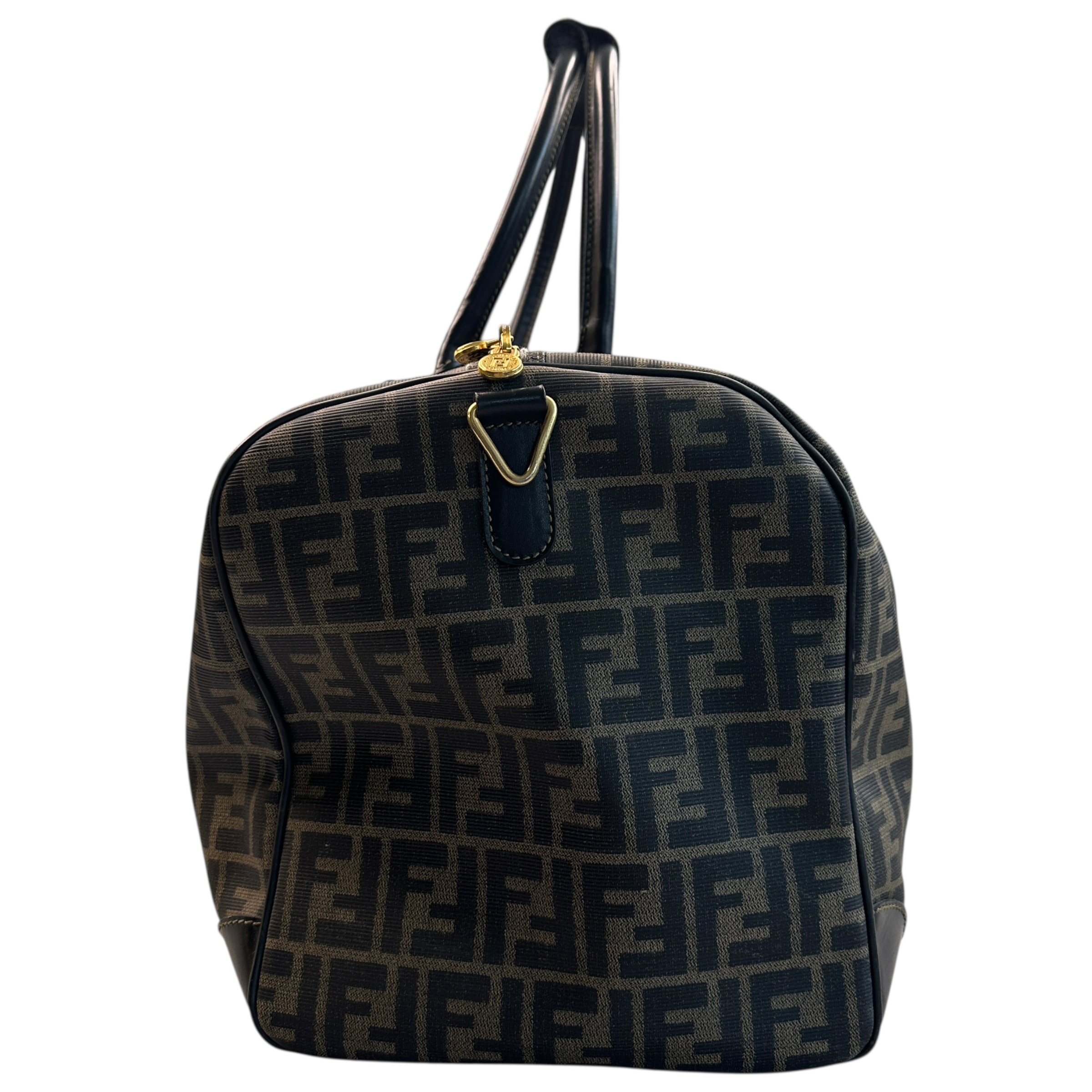 FENDI ZUCCA COATED CANVAS BOSTON BAG